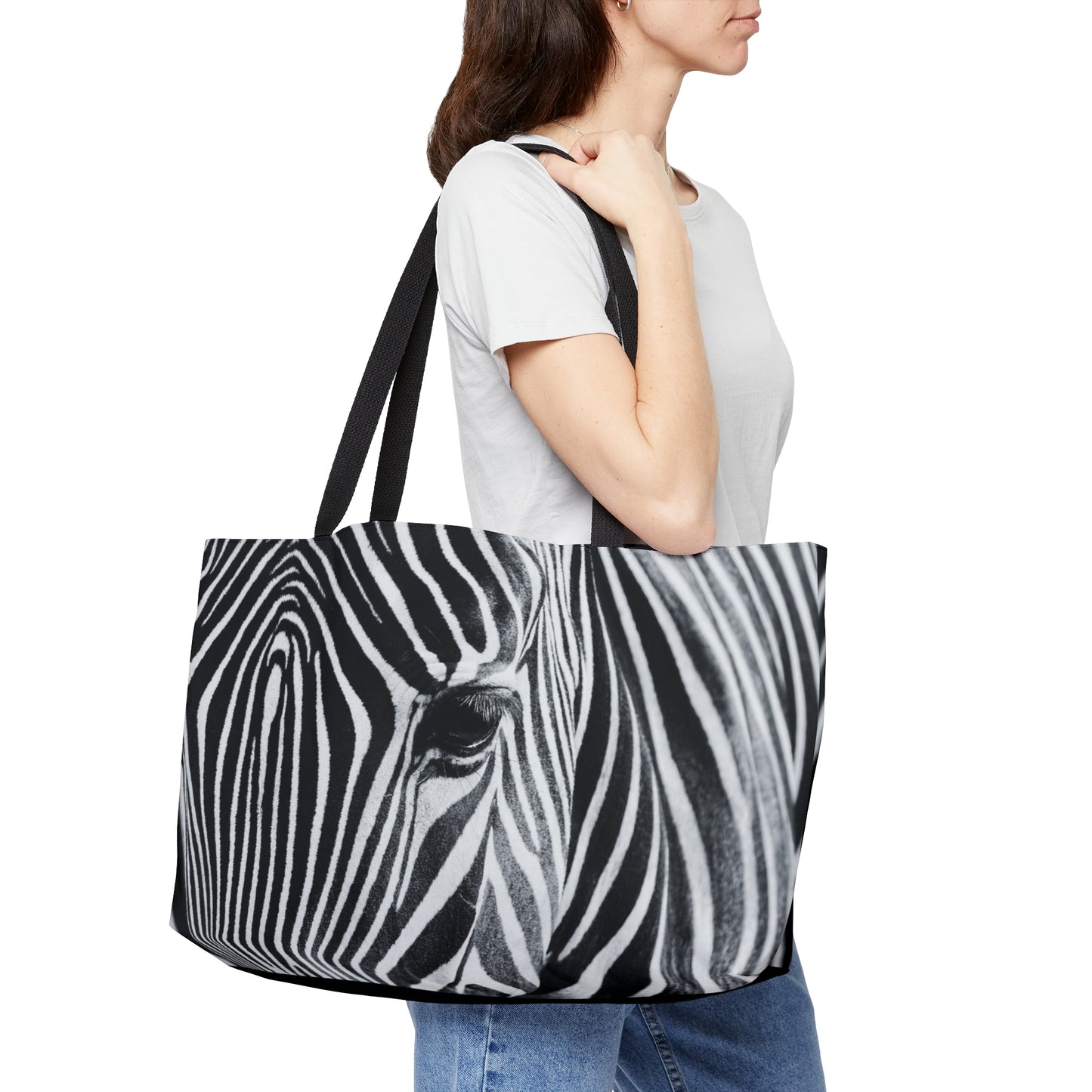 Zebra Closeup Wildlife Zoo Oversize Picnic Weekender Tote Bag