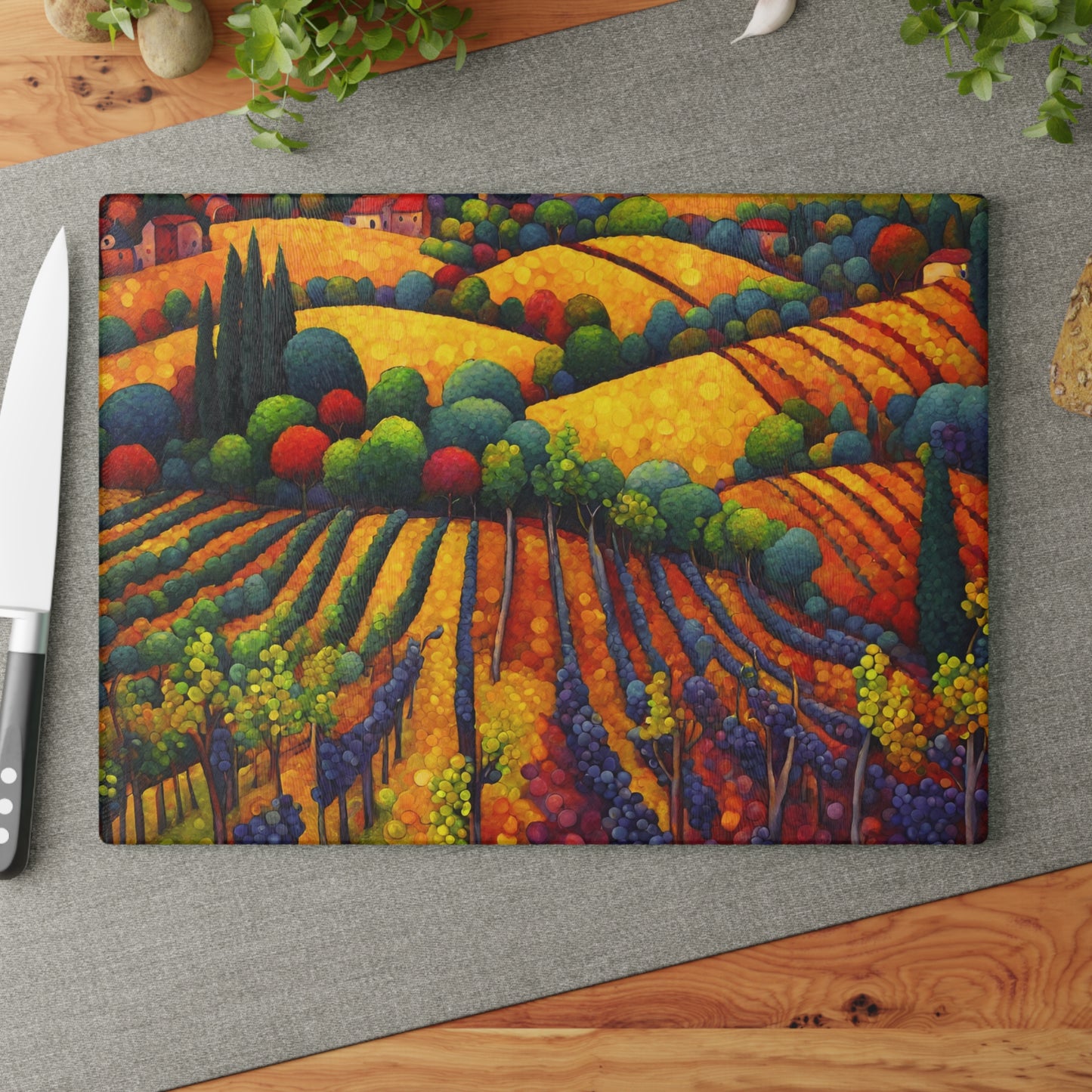 Countryside Vineyard Tempered Glass Cutting Board