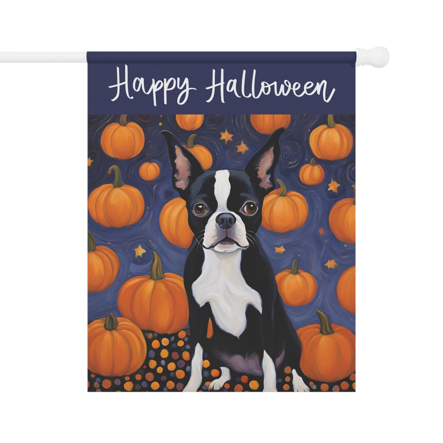 Boston Terrier Happy Halloween 2-Sided Garden & House Flag/Banner