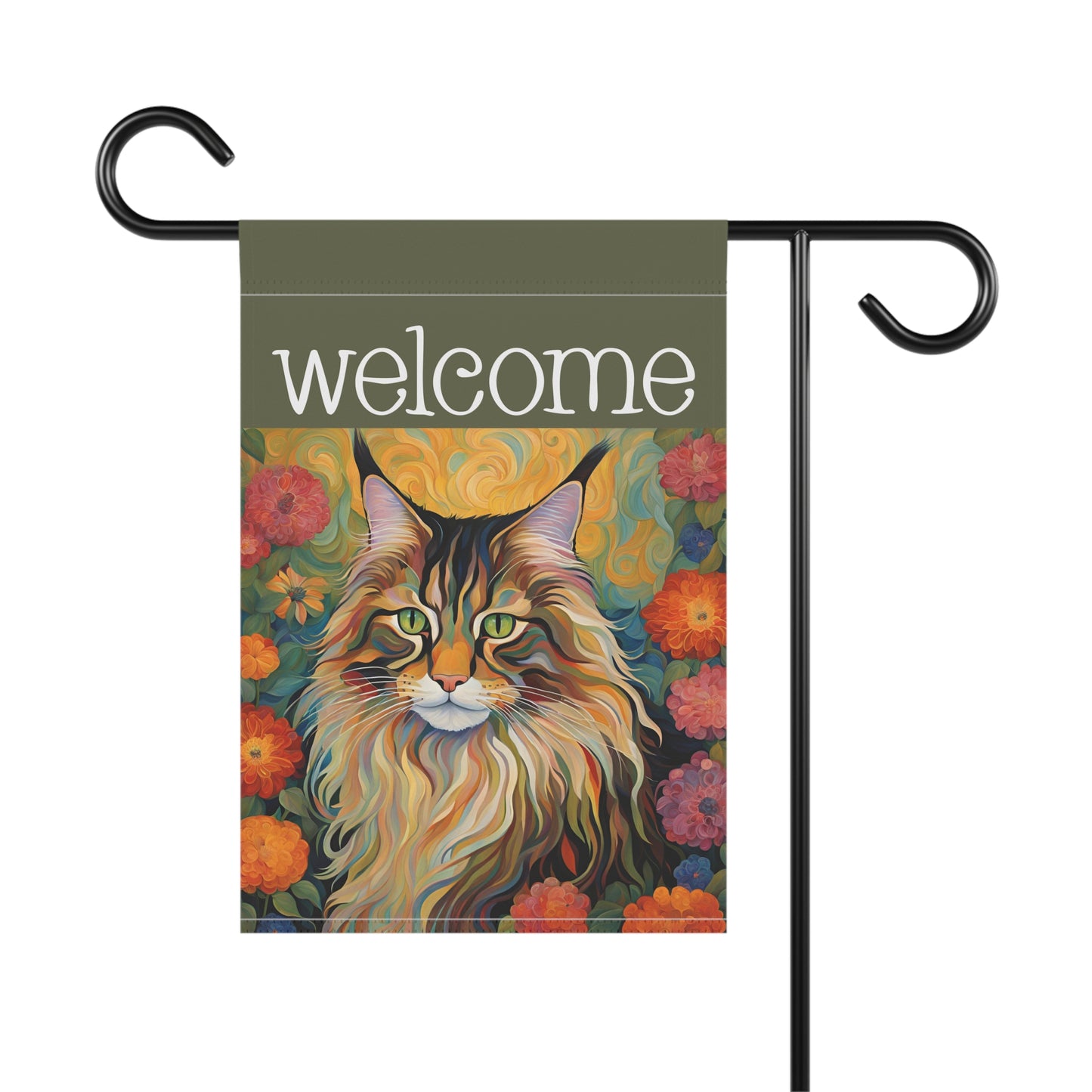 Maine Coon Cat Welcome 2-Sided Garden & House Flag/Banner