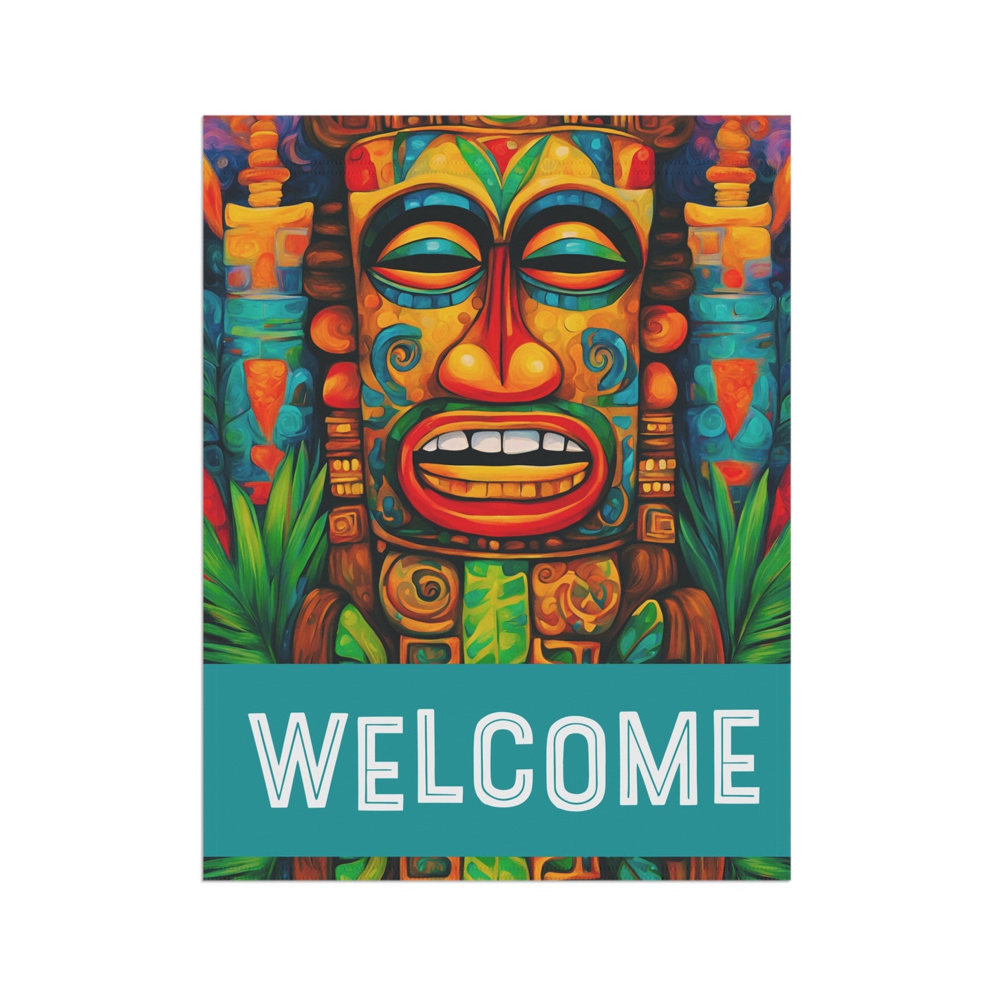 Happy Tiki Welcome 2-Sided Garden & House Flag/Banner