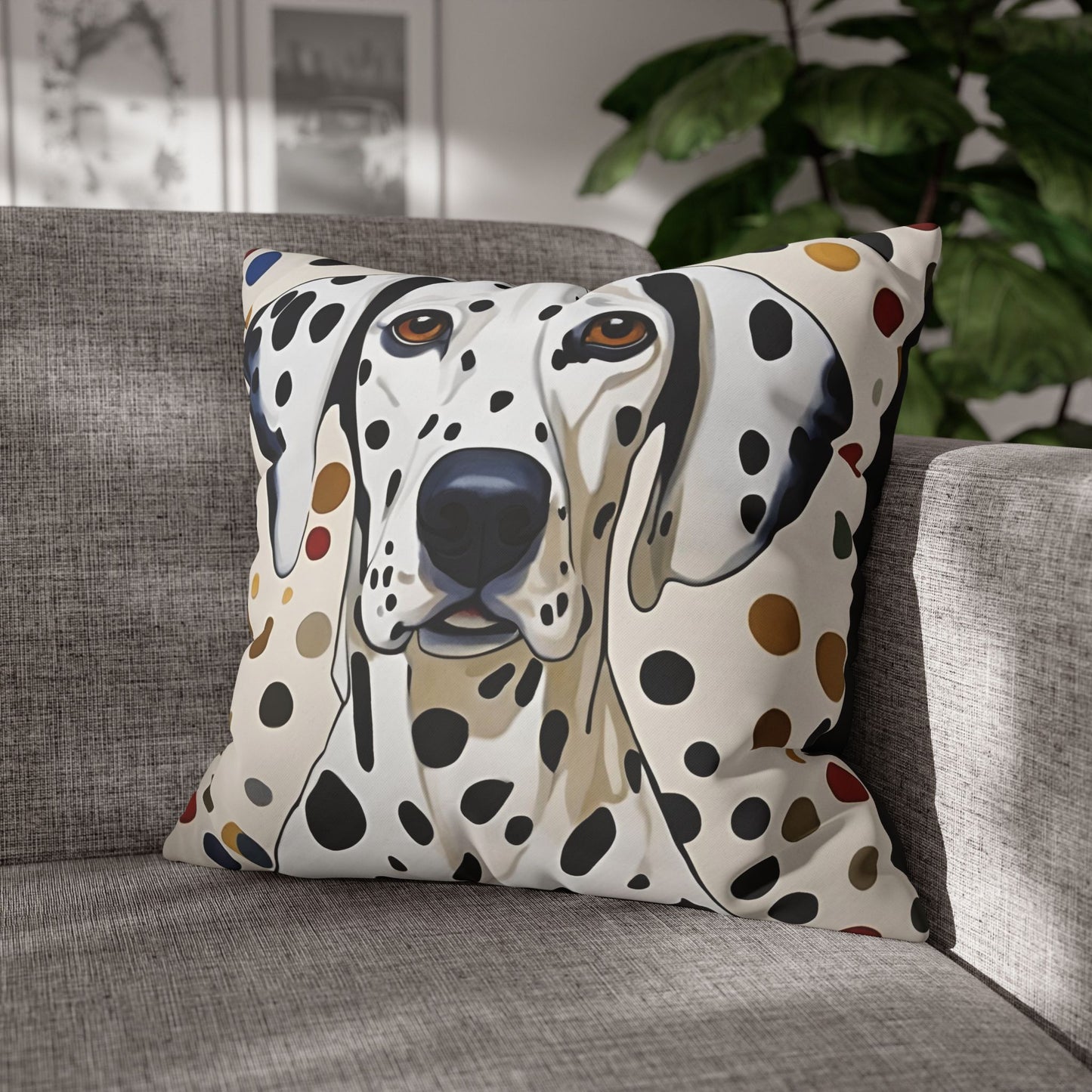 Dots for Dalmatians Square Poly Canvas Pillowcase