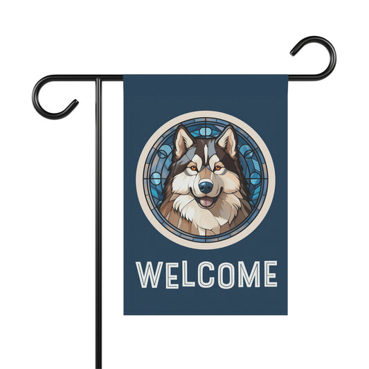 Alaskan Malamute Welcome 2-Sided Garden & House Flag/Banner