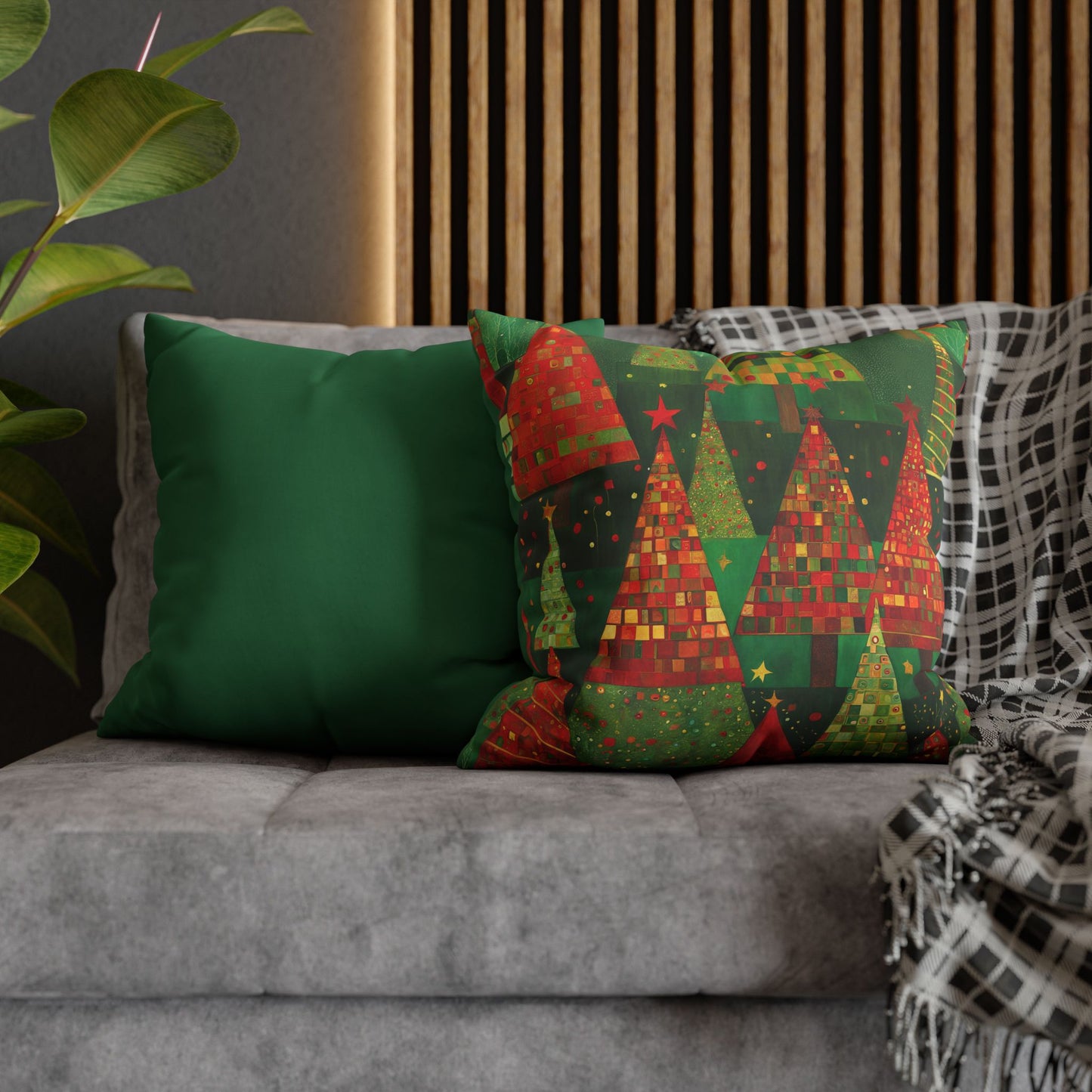 Christmas Tree Forest Square Poly Canvas Pillowcase