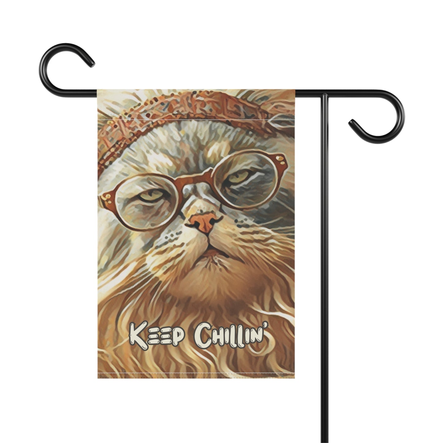 Keep Chillin' Cat in Glasses 2-Sided Garden & House Flag/Banner