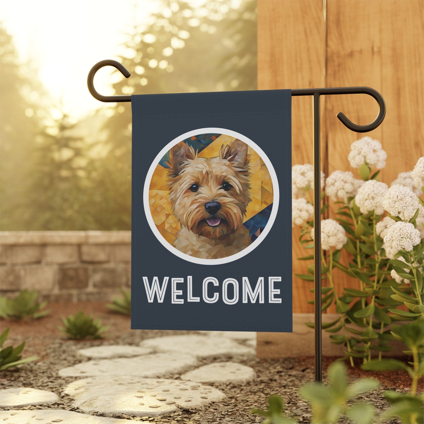 Norwich Terrier Welcome 2-Sided Garden & House Flag/Banner