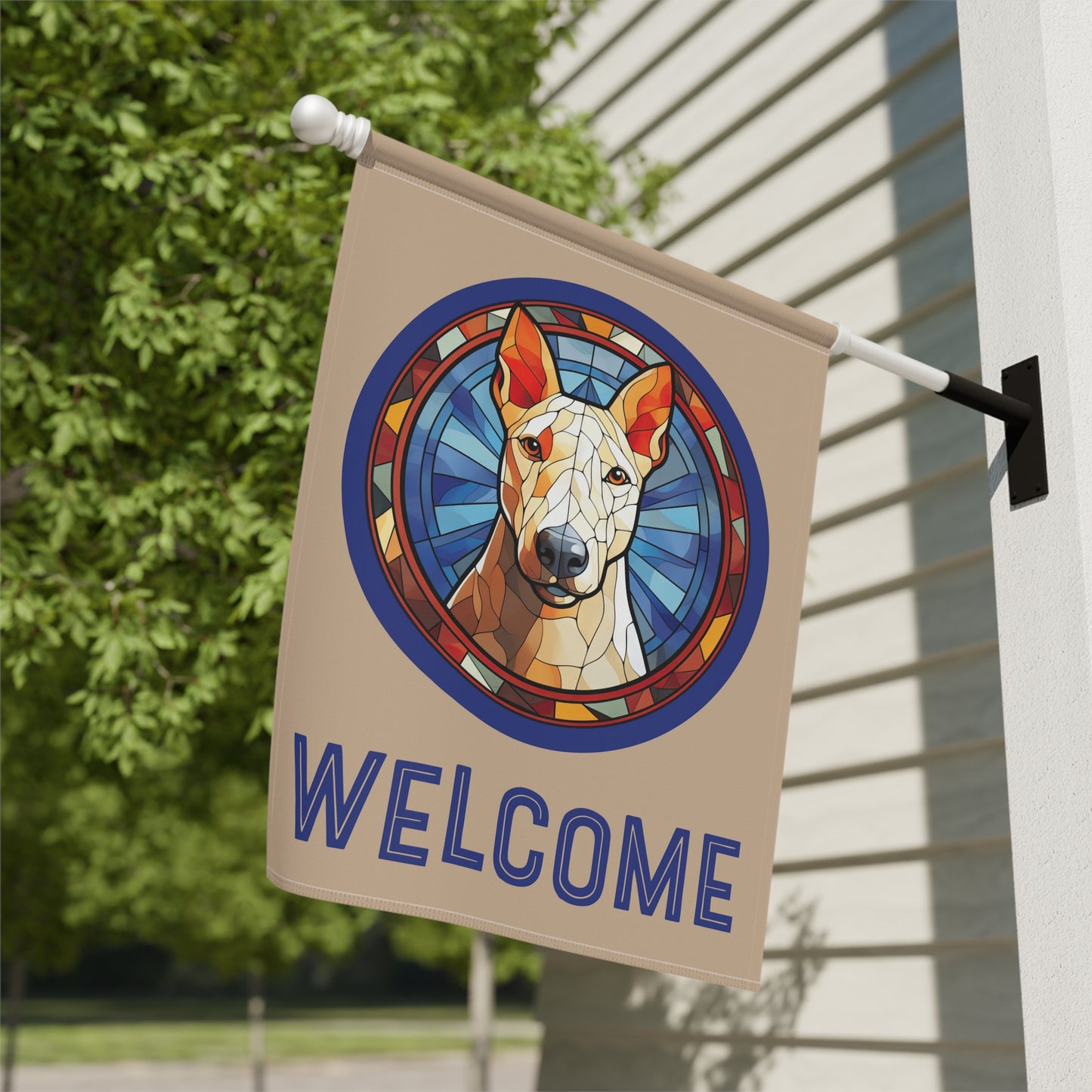 Bull Terrier Welcome 2-Sided Garden & House Flag/Banner