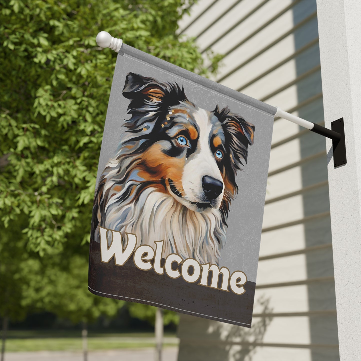 Australian Shepherd Welcome 2-Sided Garden & House Flag/Banner