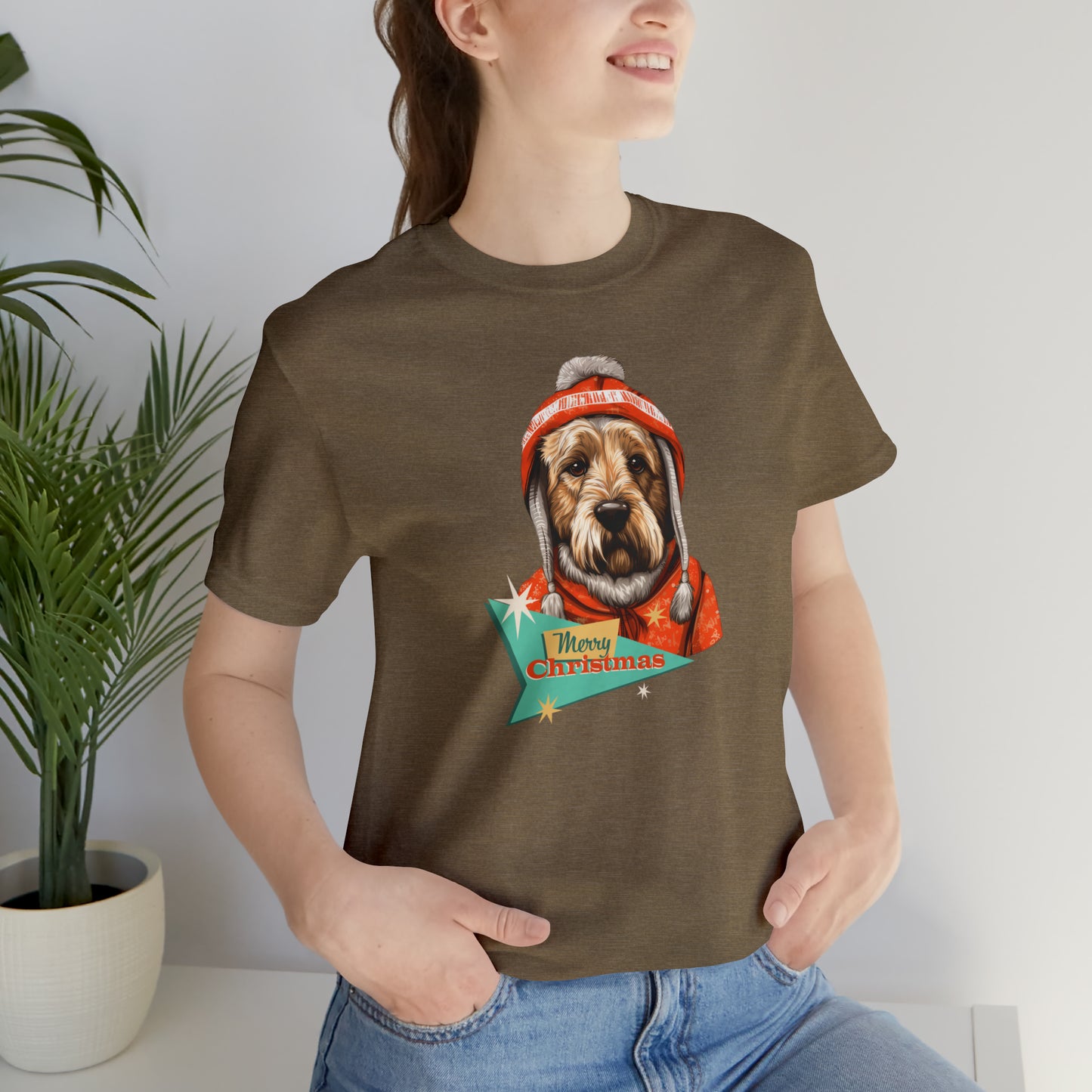 Soft Coated Wheaten Terrier Retro Merry Christmas Unisex Jersey Short Sleeve Tee