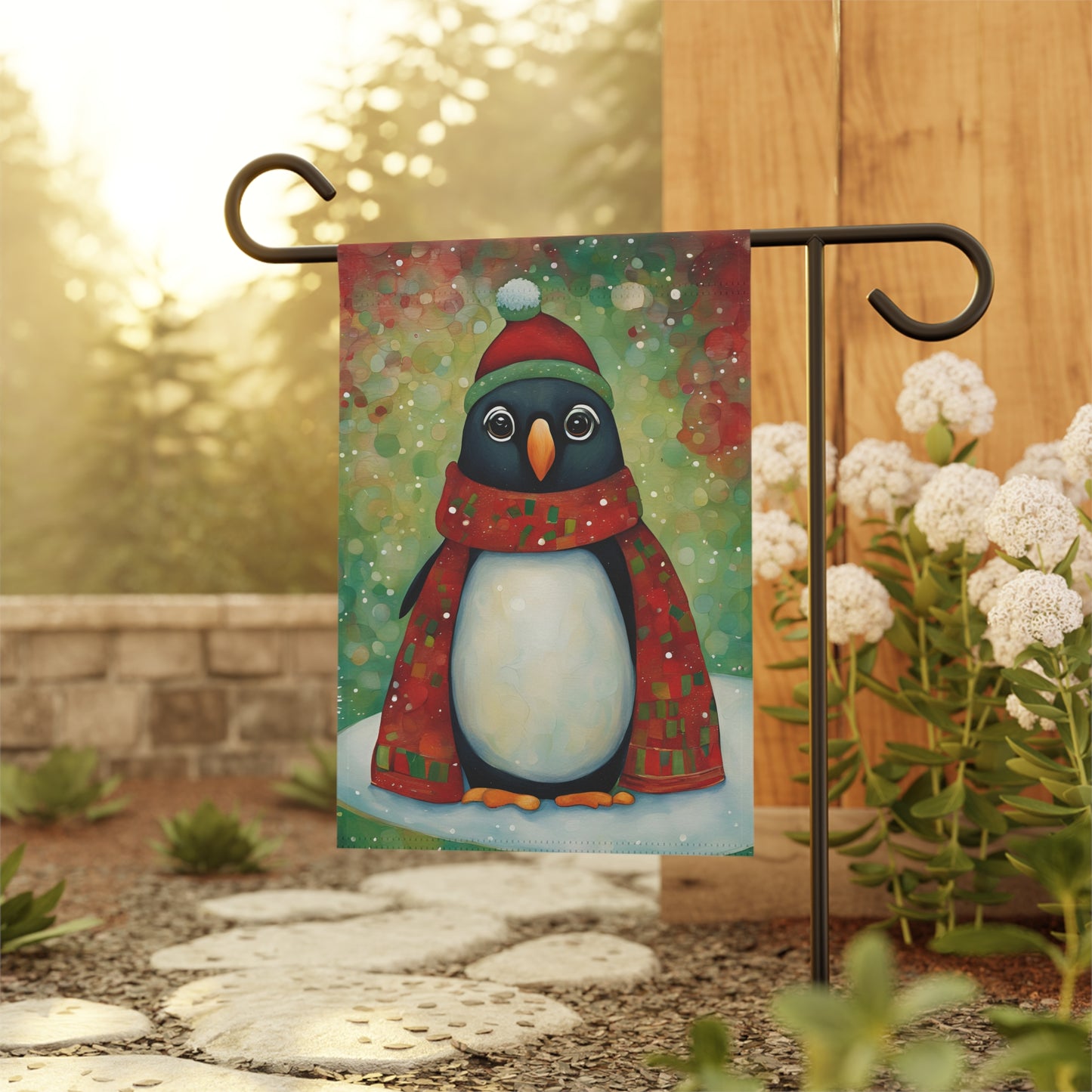 Christmas Penguin 2-Sided Garden & House Flag/Banner