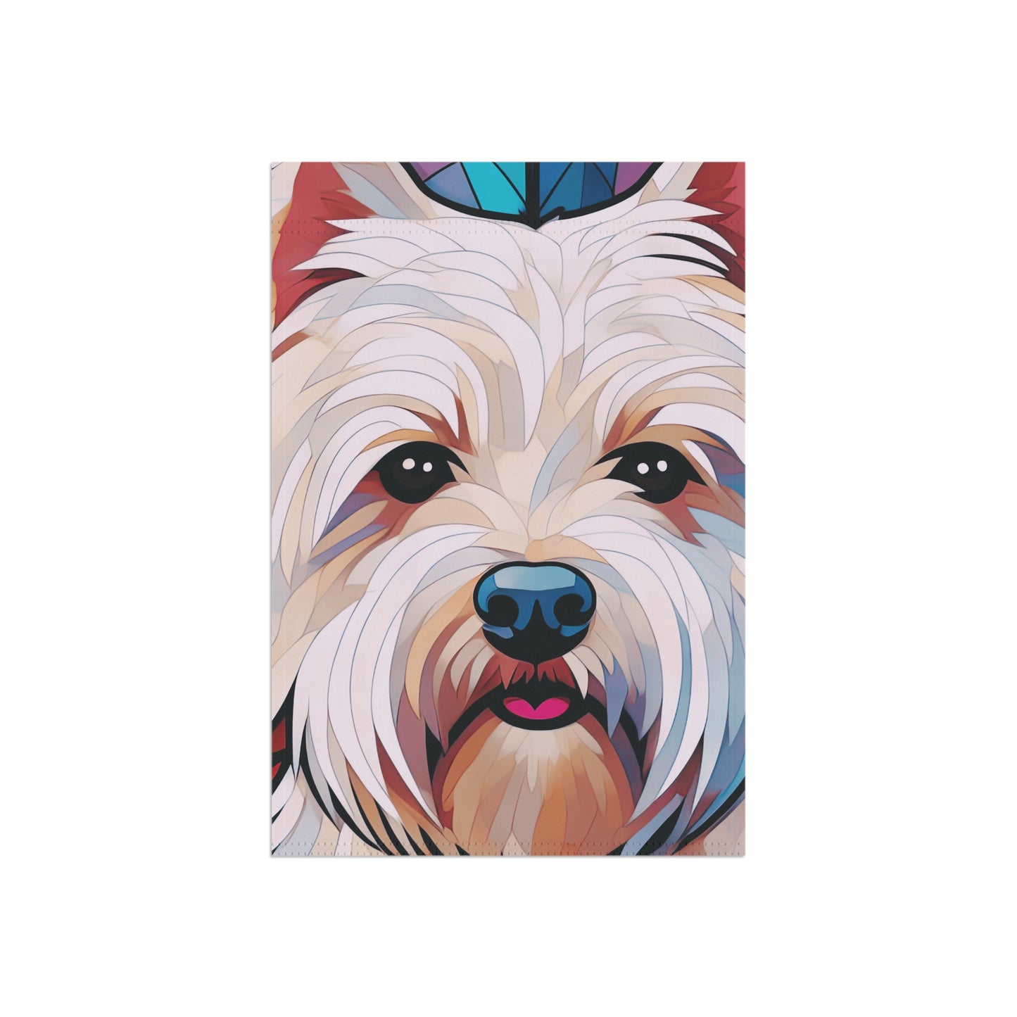 West Highland Terrier Face Stained Glass Westie 2-Sided Garden & House Flag/Banner