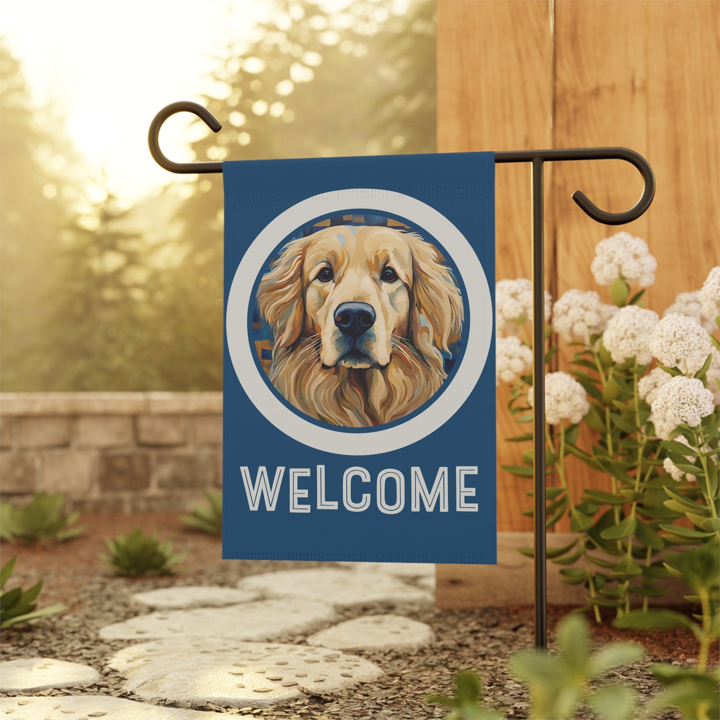 Golden Retriever Welcome 2-Sided Garden & House Flag/Banner