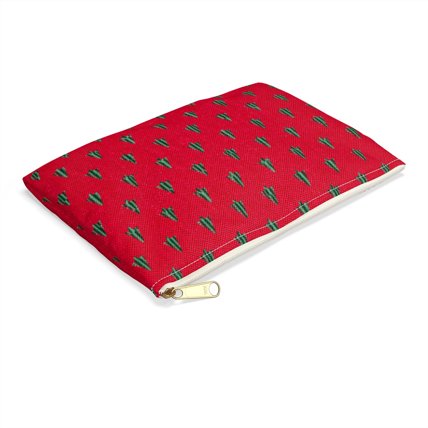 Tiny Tree Print on Red Accessory Pouch