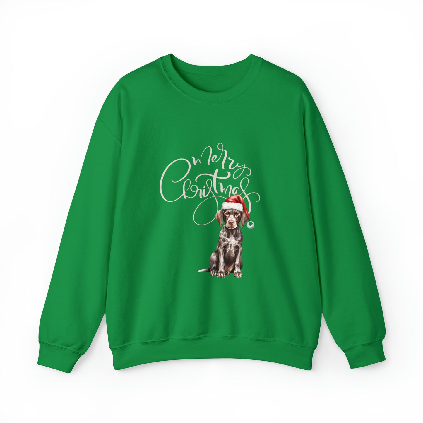 Merry Christmas Puppy in Santa Hat Unisex Heavy Blend™ Crewneck Sweatshirt