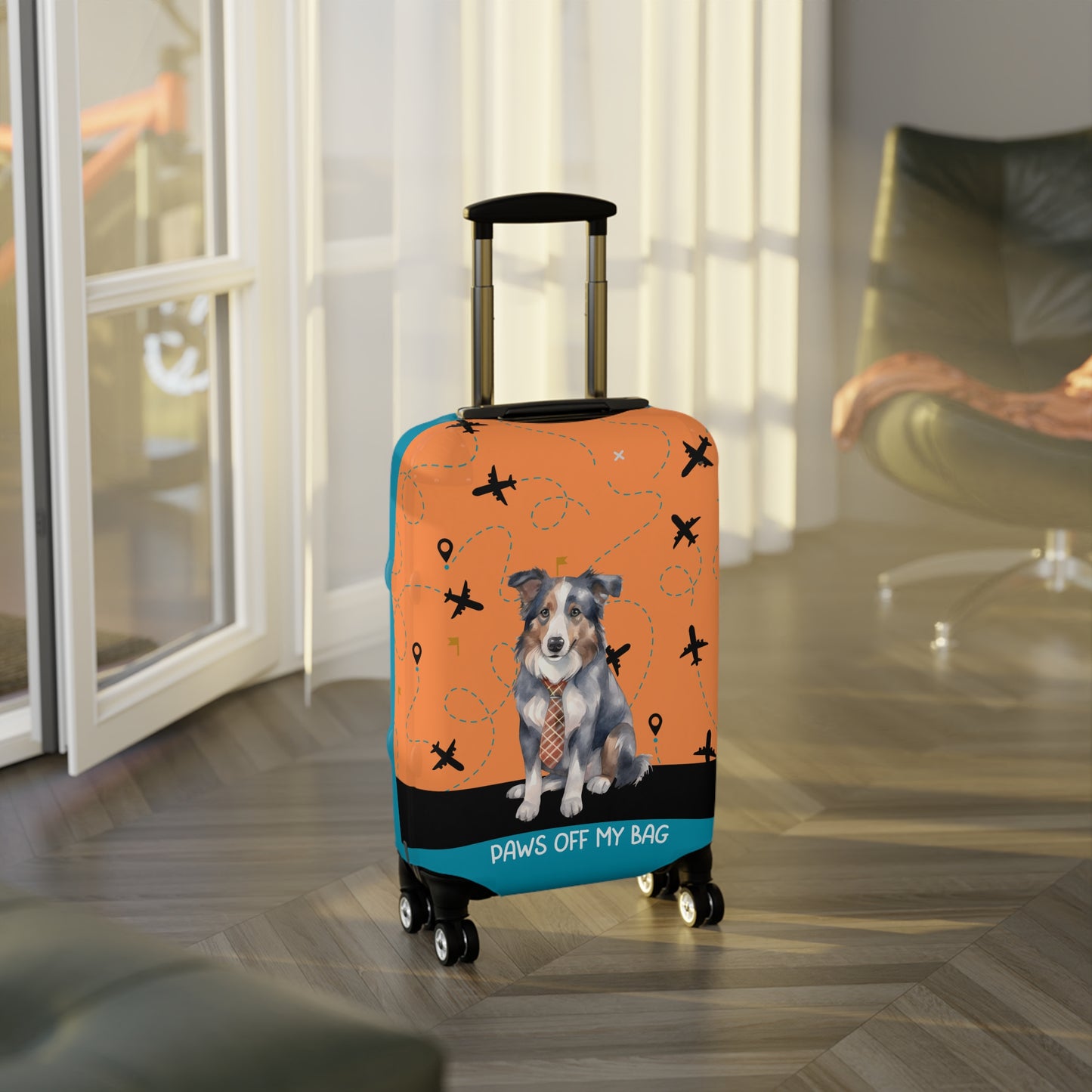 Border Collie in Tie Paws Off My Bag Luggage Cover