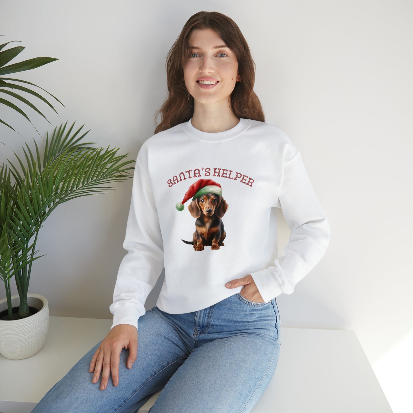 Dachshund Santa's Helper Unisex Heavy Blend™ Crewneck Sweatshirt