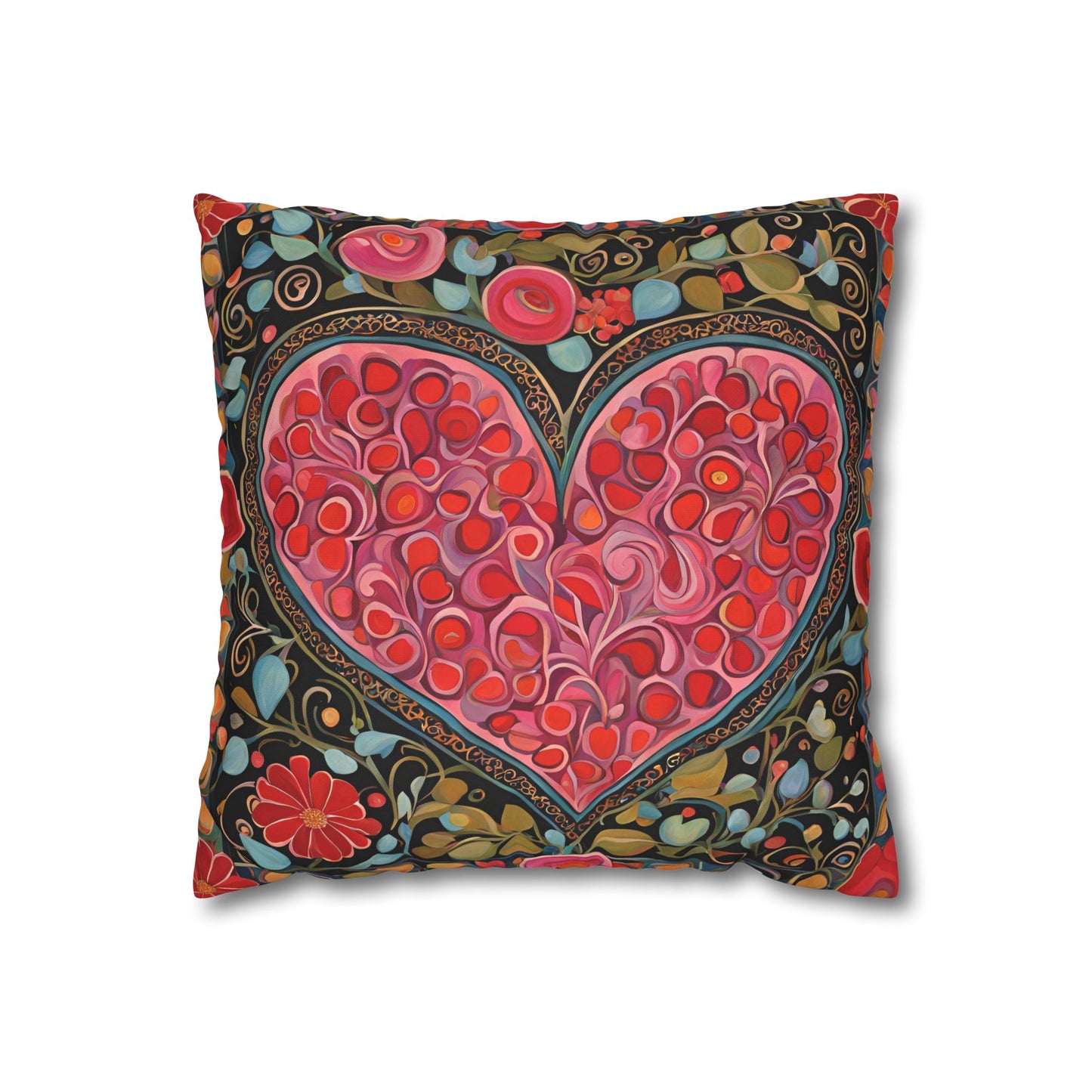 Big Heart Square Poly Canvas Pillowcase