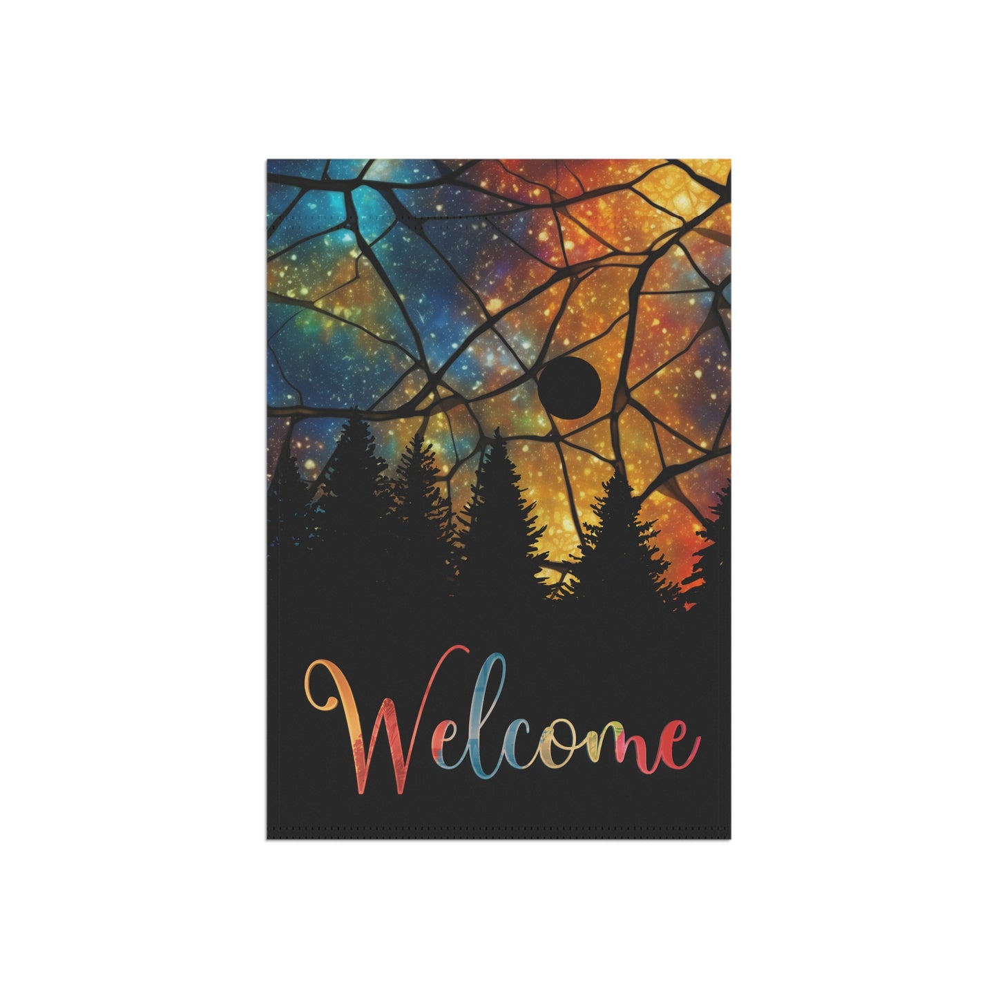 Rising Moon Silhouette Welcome 2-Sided Garden & House Flag/Banner