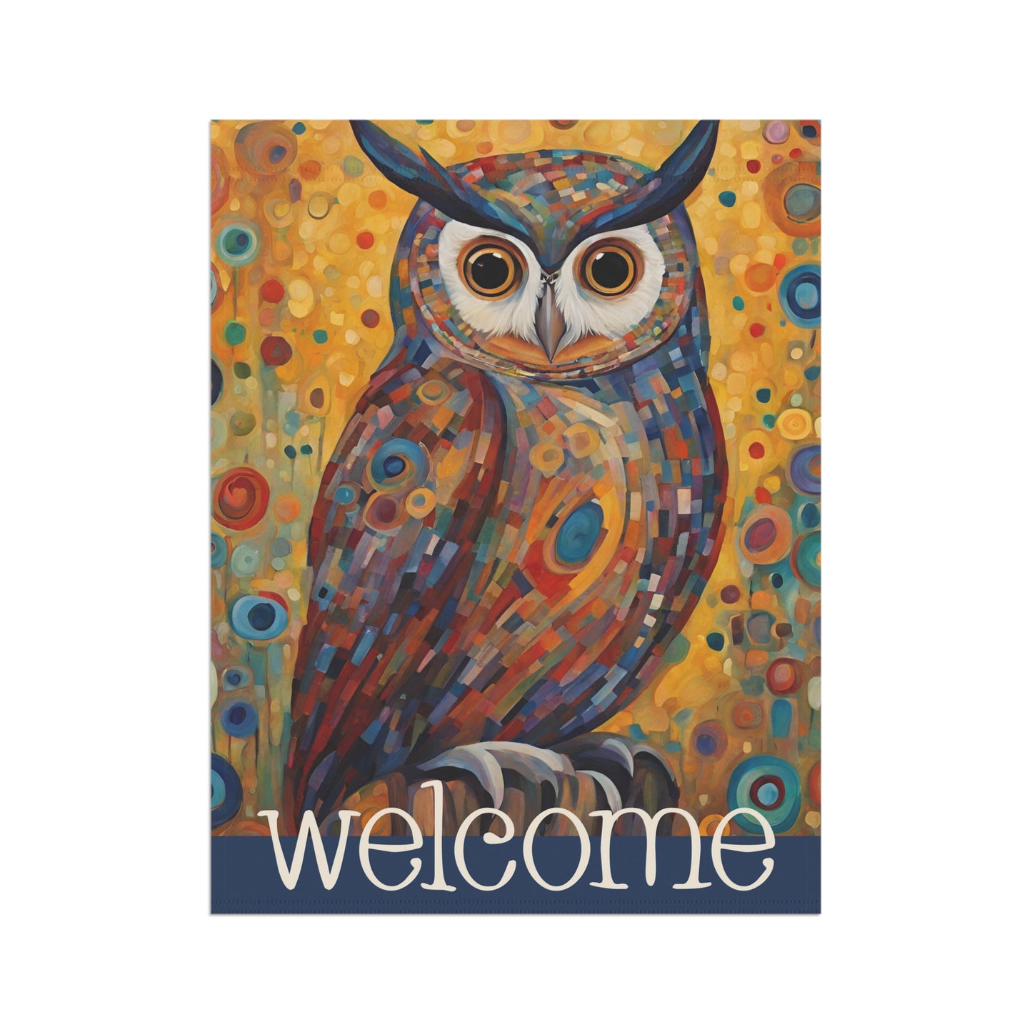 Colorful Owl Welcome 2-Sided Garden & House Flag/Banner