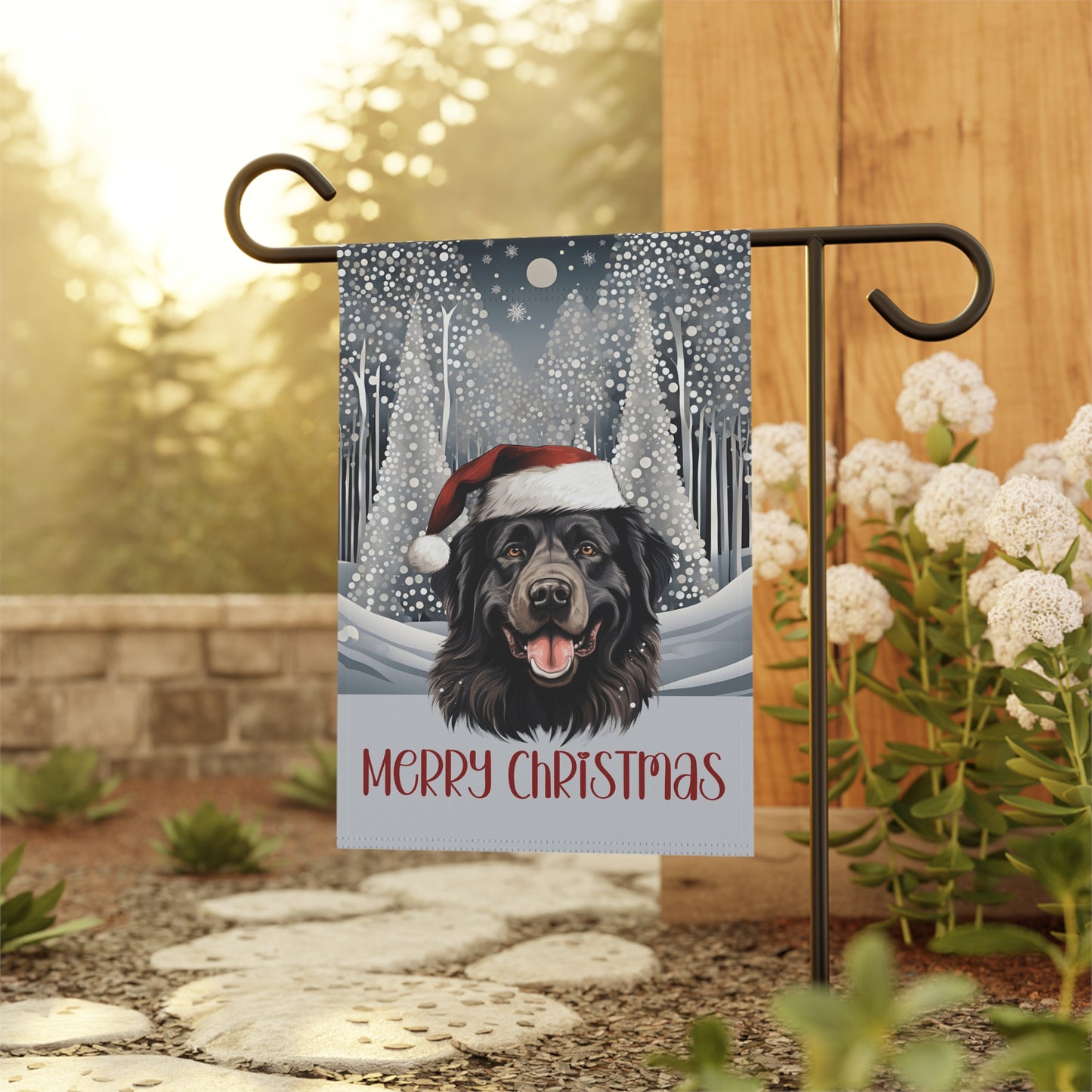 Newfoundland Merry Christmas 2-Sided Garden & House Flag/Banner