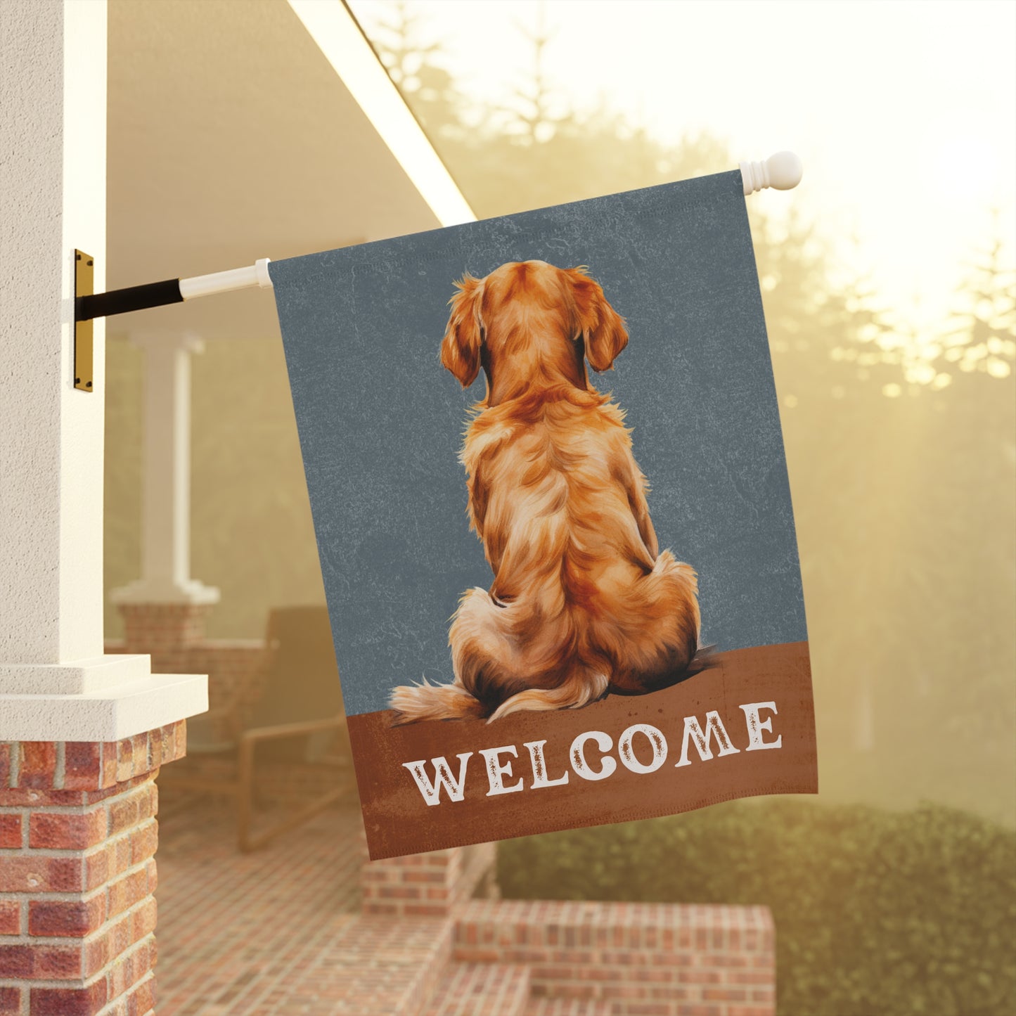 Golden Retriever Welcome 2-Sided Garden & House Flag/Banner