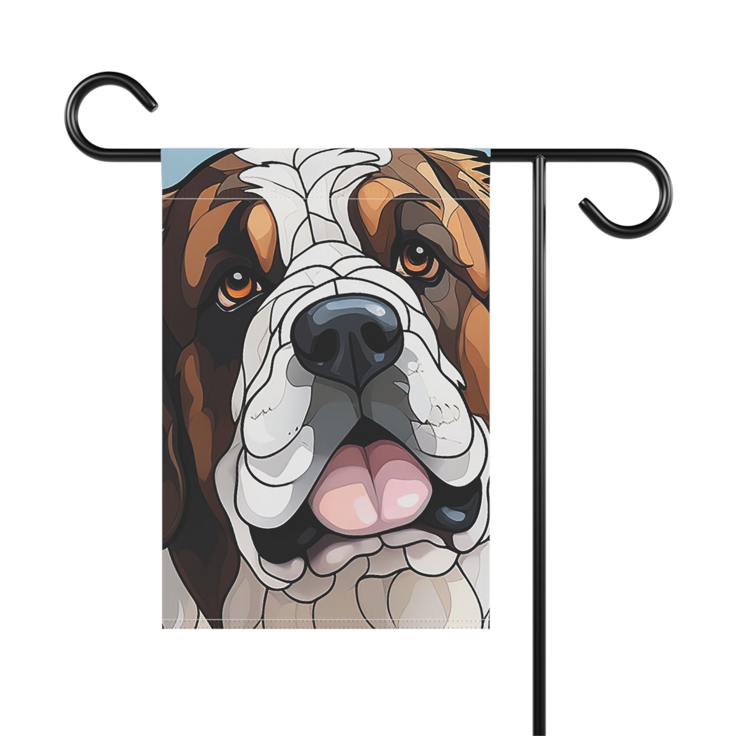 Saint Bernard Face Stained Glass Look 2-Sided Garden & House Flag/Banner