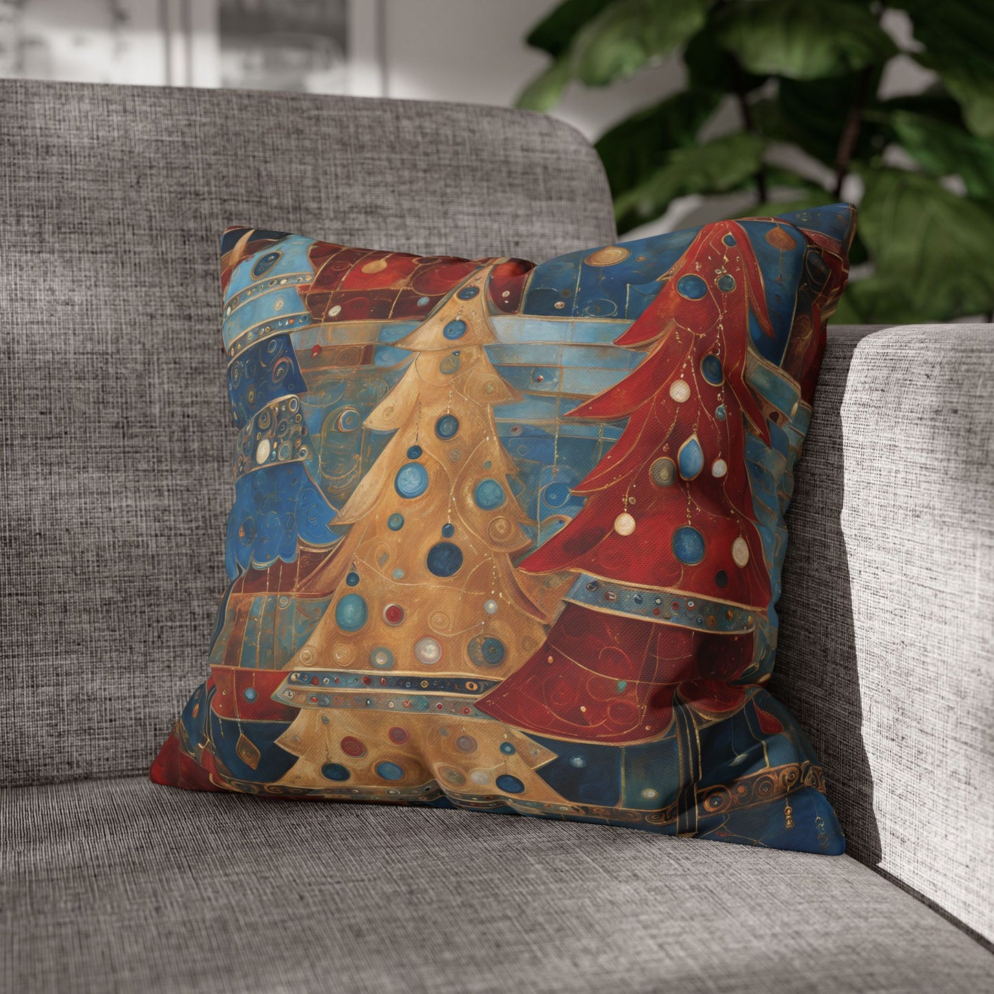 Americana Christmas Square Poly Canvas Pillowcase