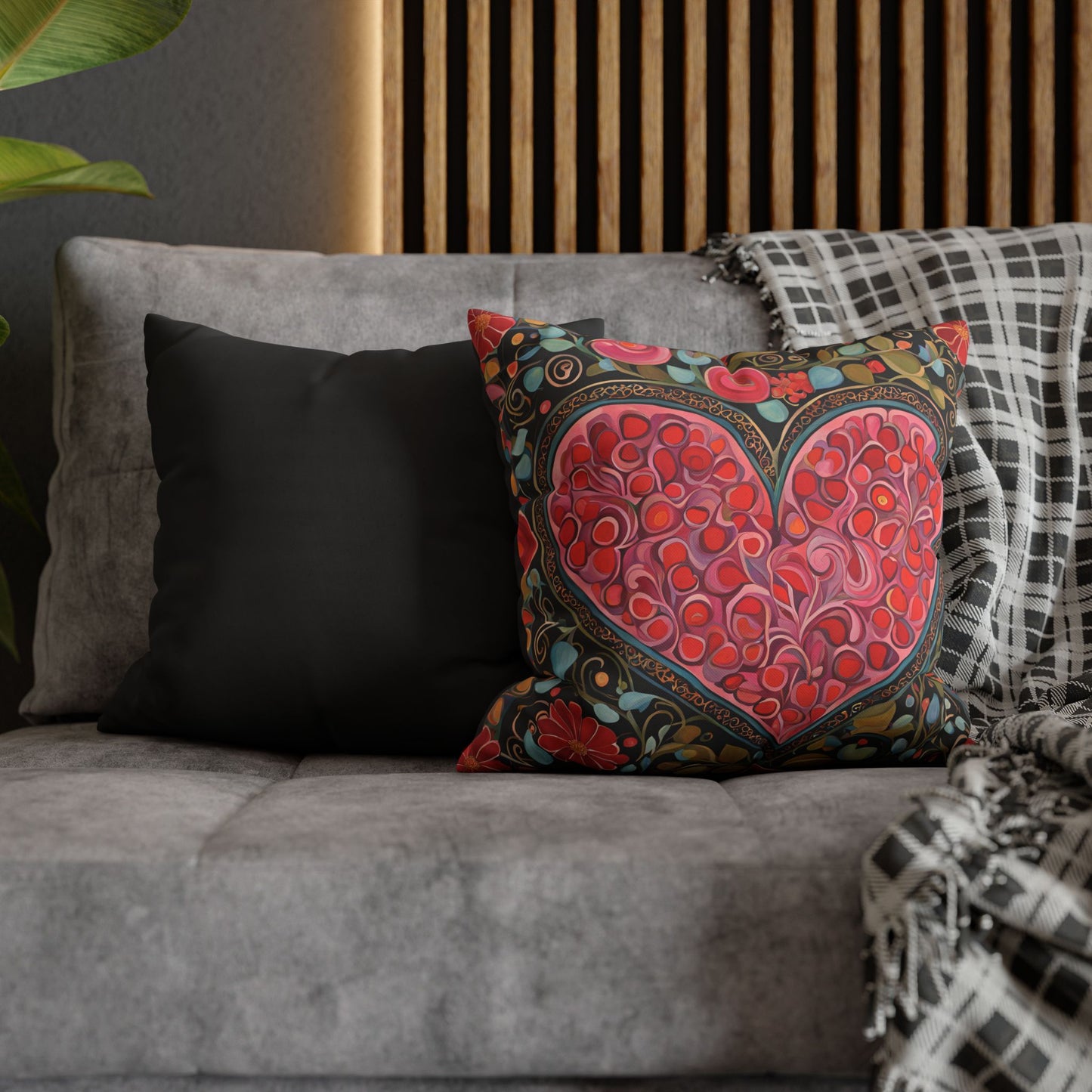 Big Heart Square Poly Canvas Pillowcase