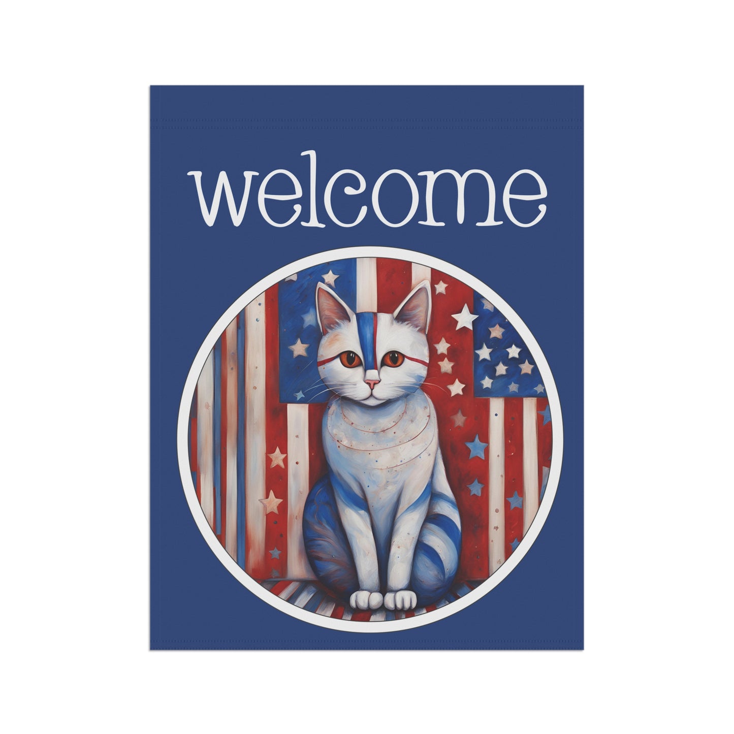 Patriotic Cat Welcome 2-Sided Garden & House Flag/Banner