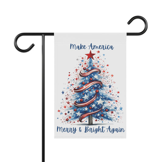 Patriotic Tree Make America Merry & Bright Again 2-Sided Garden Banner