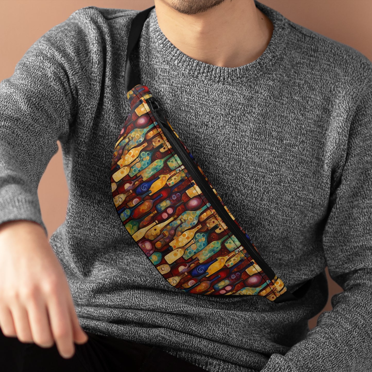 Abstract Wine Bottles Fanny Pack