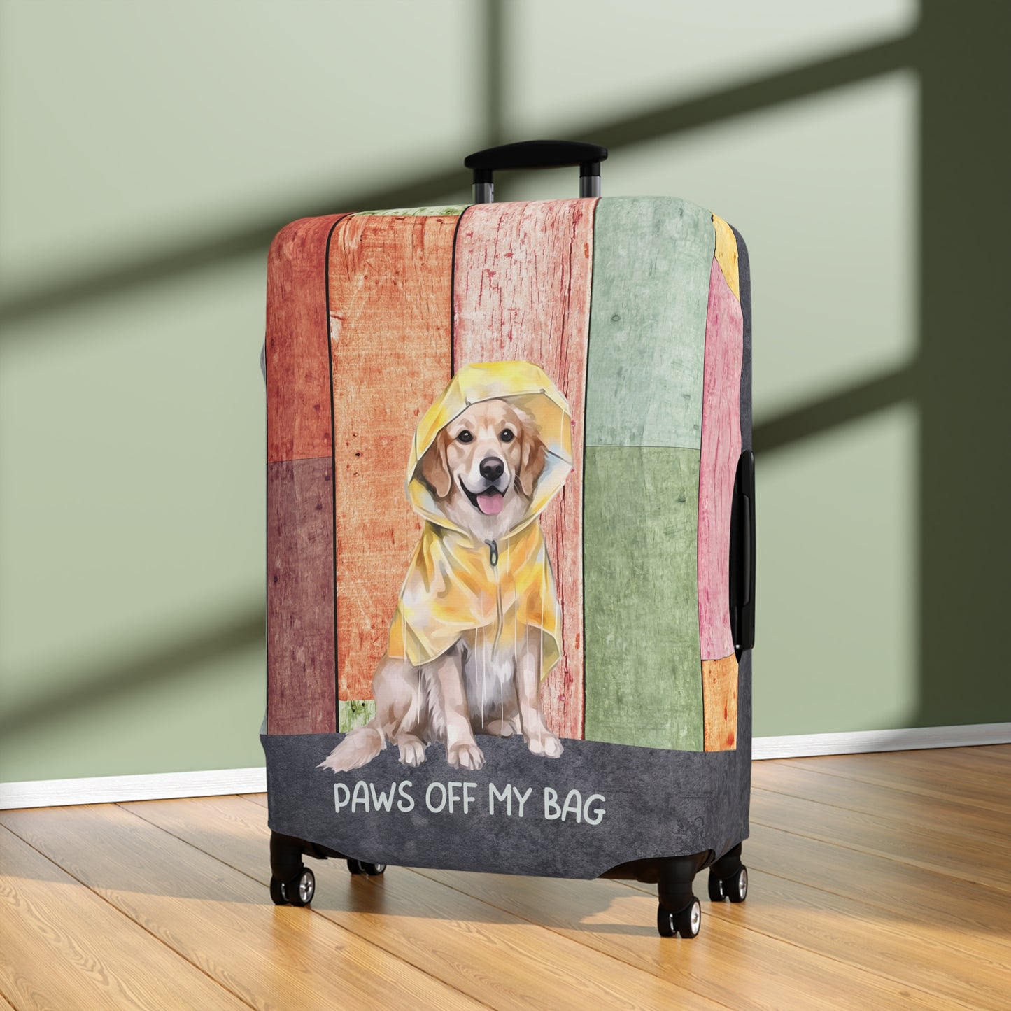 Golden Retriever in Raincoat Paws Off My Bag Luggage Cover