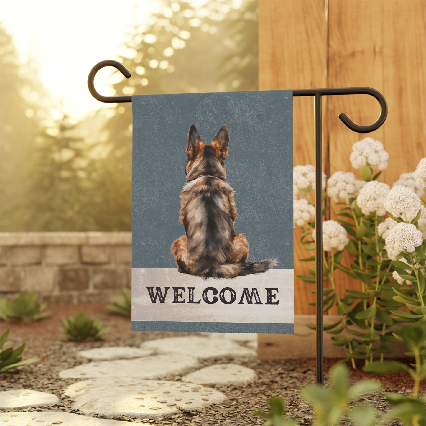 German Shepherd Welcome 2-Sided Garden & House Flag/Banner