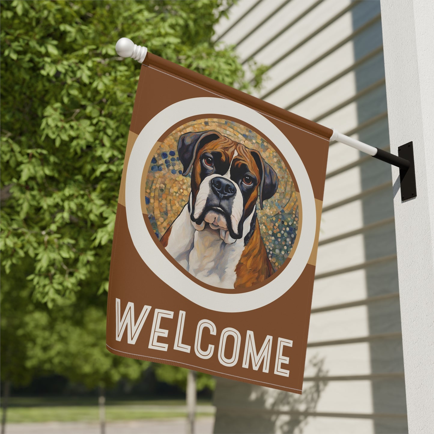 Boxer Welcome 2-Sided Garden & House Flag/Banner