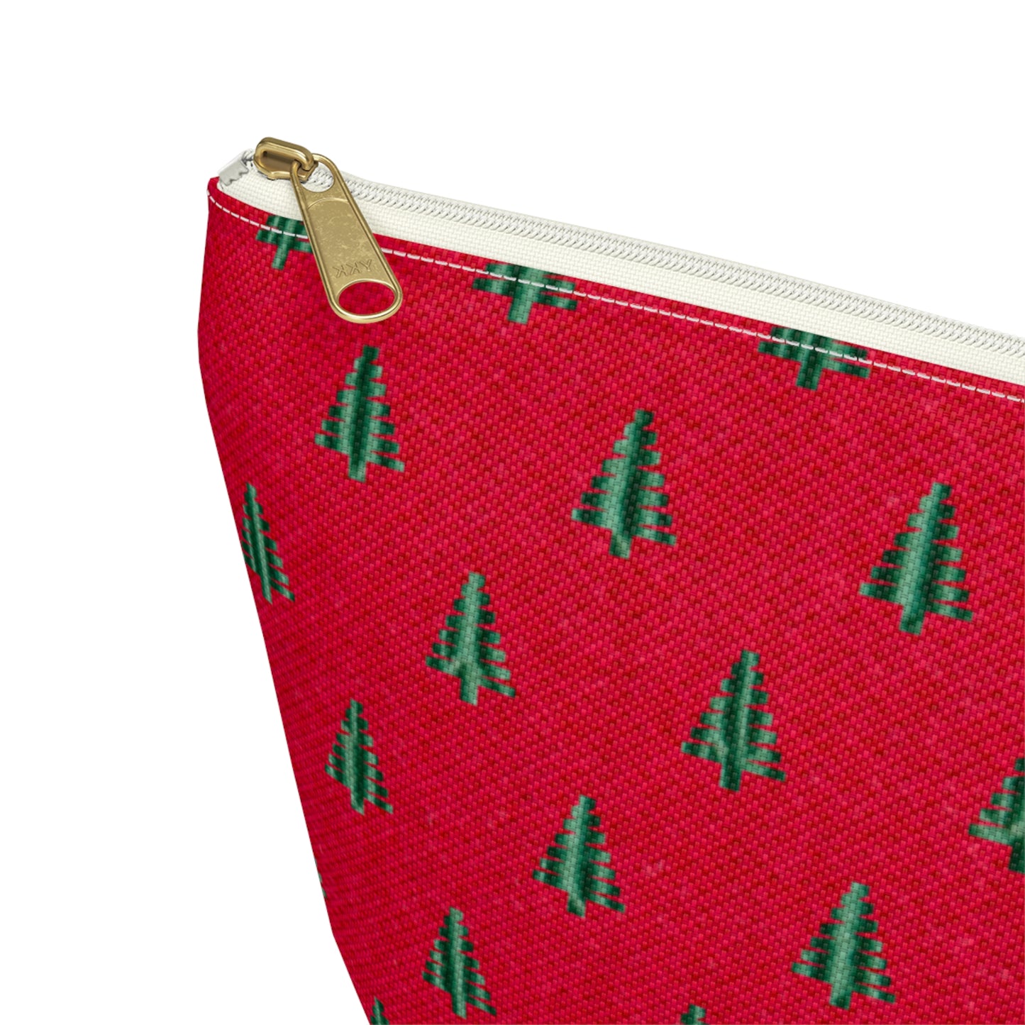 Tiny Tree Print on Red Accessory Pouch w T-bottom