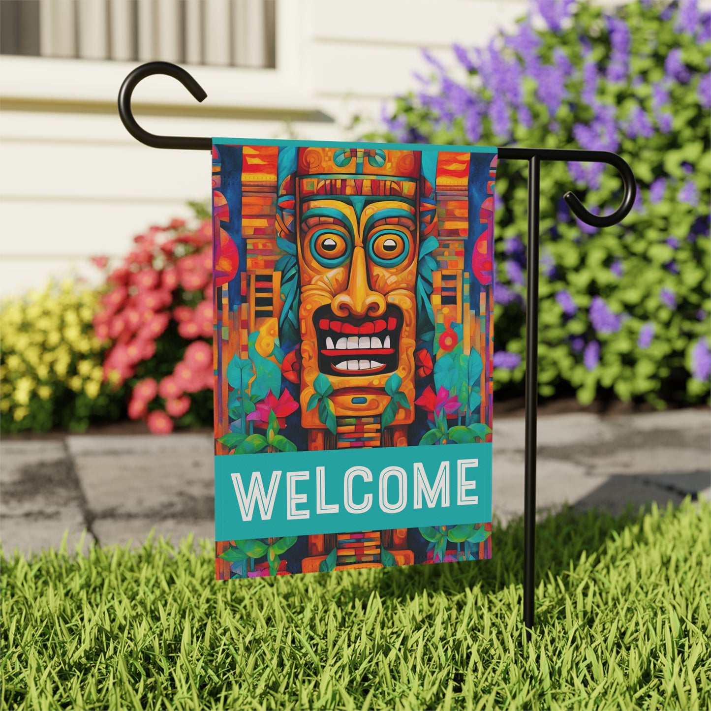 Crazy Tiki Welcome 2-Sided Garden & House Flag/Banner