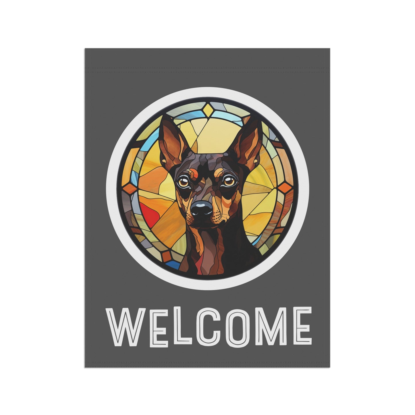 Miniature Pinscher Welcome 2-Sided Garden & House Flag/Banner