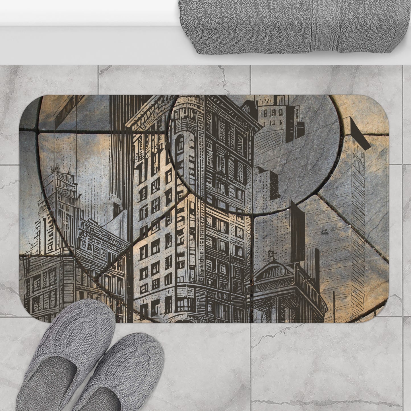 Cityscape Microfiber Bath Mat