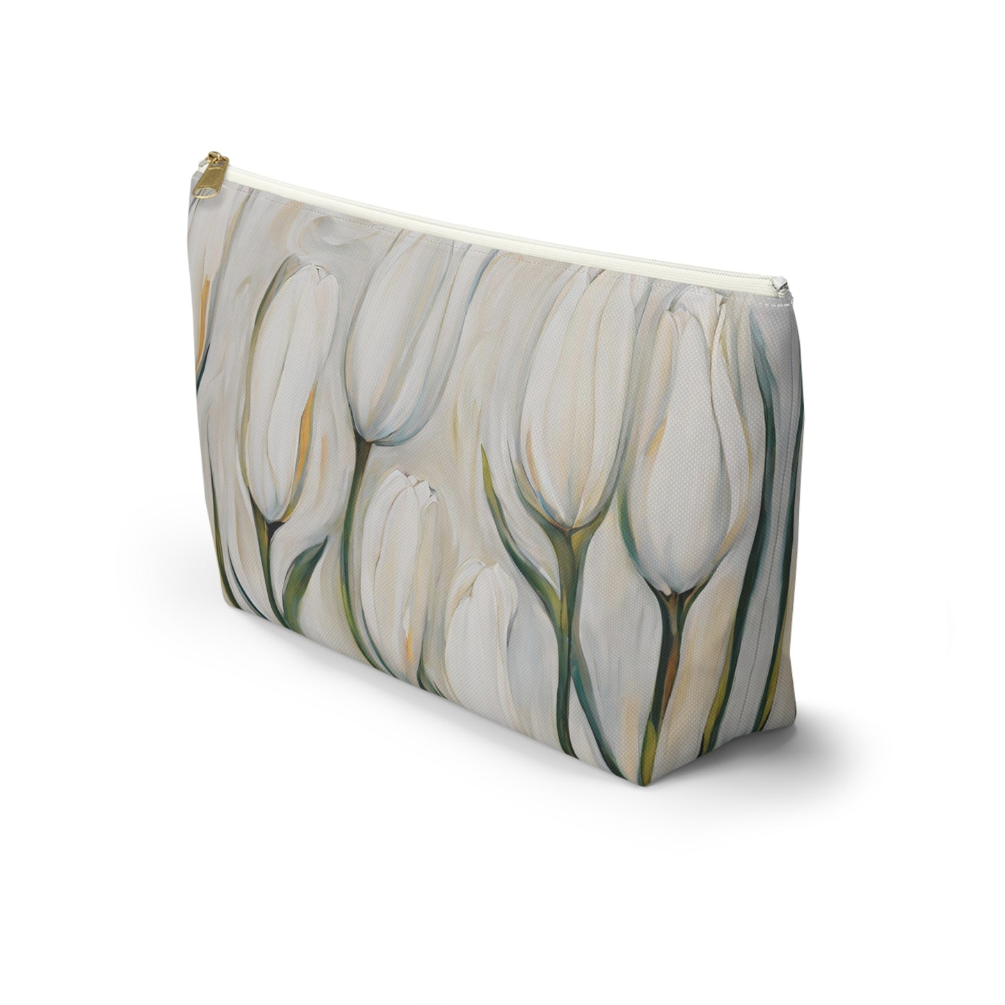 White Tulips Accessory Pouch w T-bottom