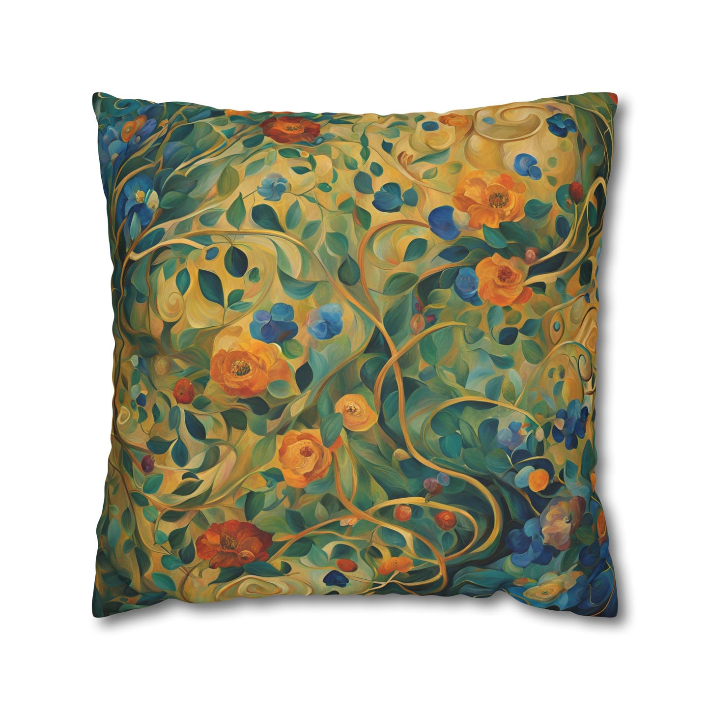 Captivated Floral Square Poly Canvas Pillowcase