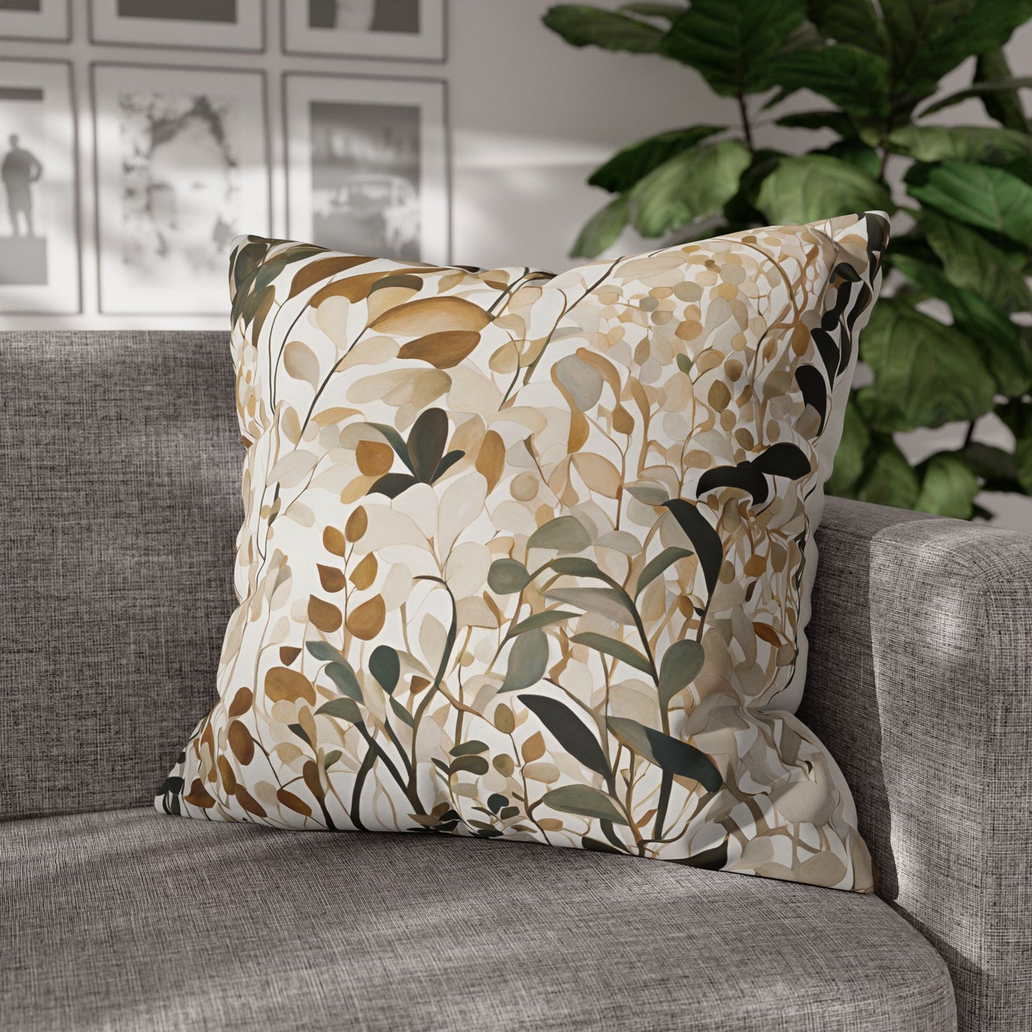 Butterfiled Floral Square Poly Canvas Pillowcase