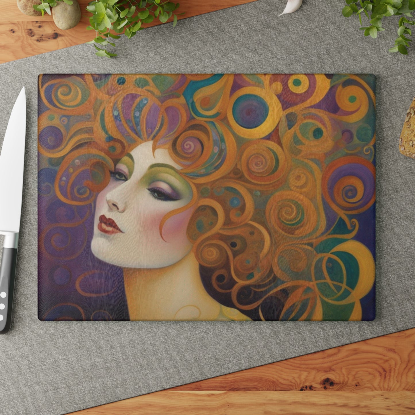 Carnival Hair Tempered Glass Cutting Board