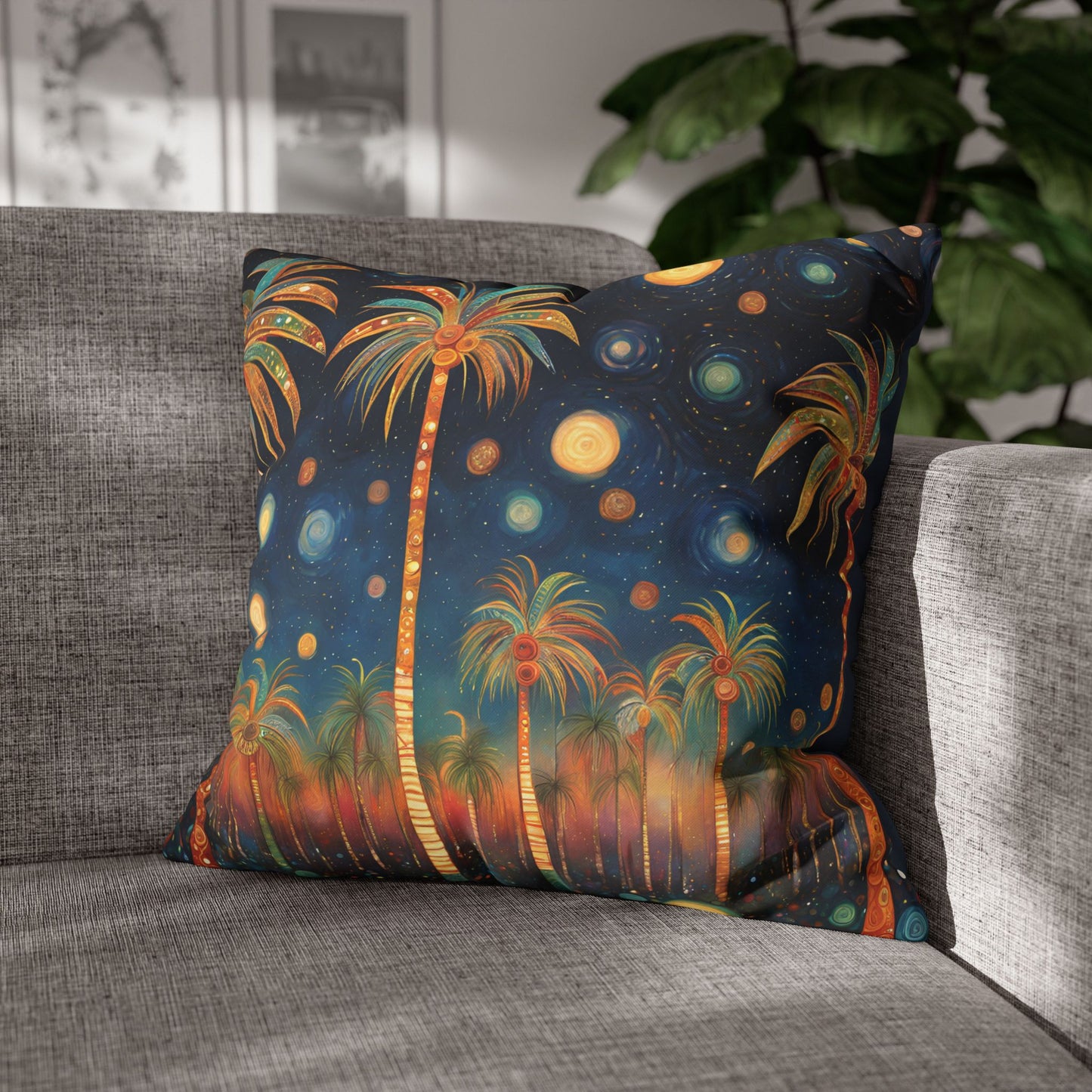 Palm Party Square Poly Canvas Pillowcase