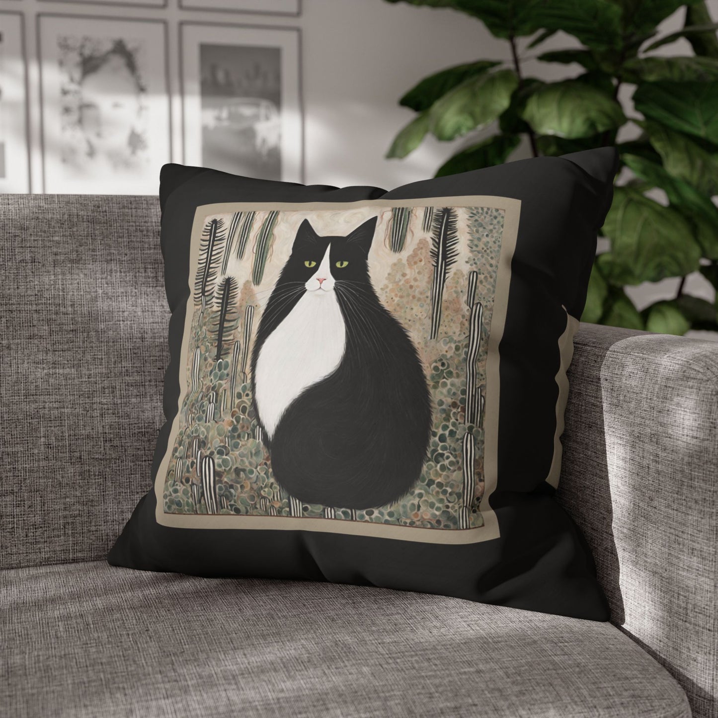 Colby Cat Square Poly Canvas Pillowcase