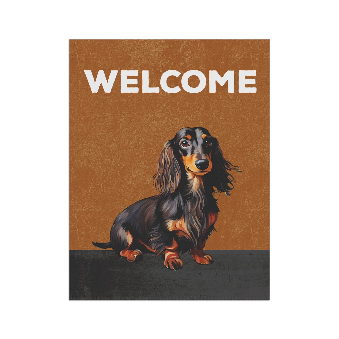 Dachshund (Long Hair) Welcome 2-Sided Garden & House Flag/Banner