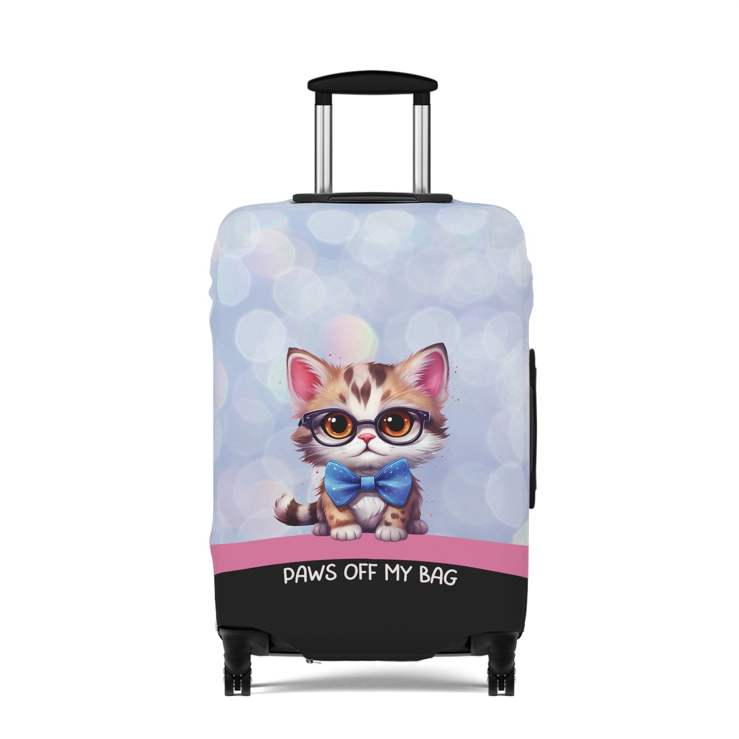 Kitten in Glasses & Blue Bow Tie Paws Off My Bag Luggage Cover