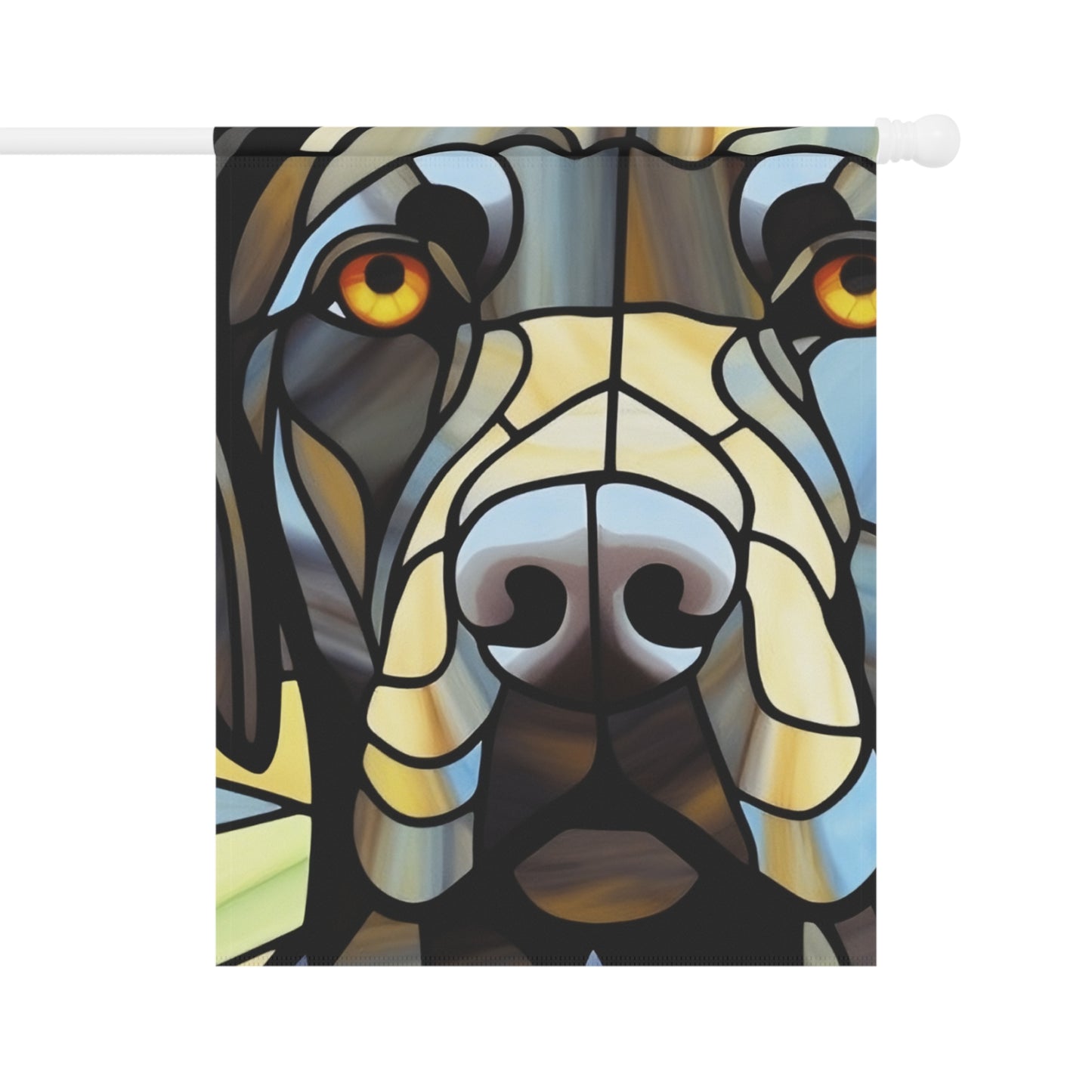 Black Lab Face Stained Glass Look 2-Sided Garden & House Flag/Banner