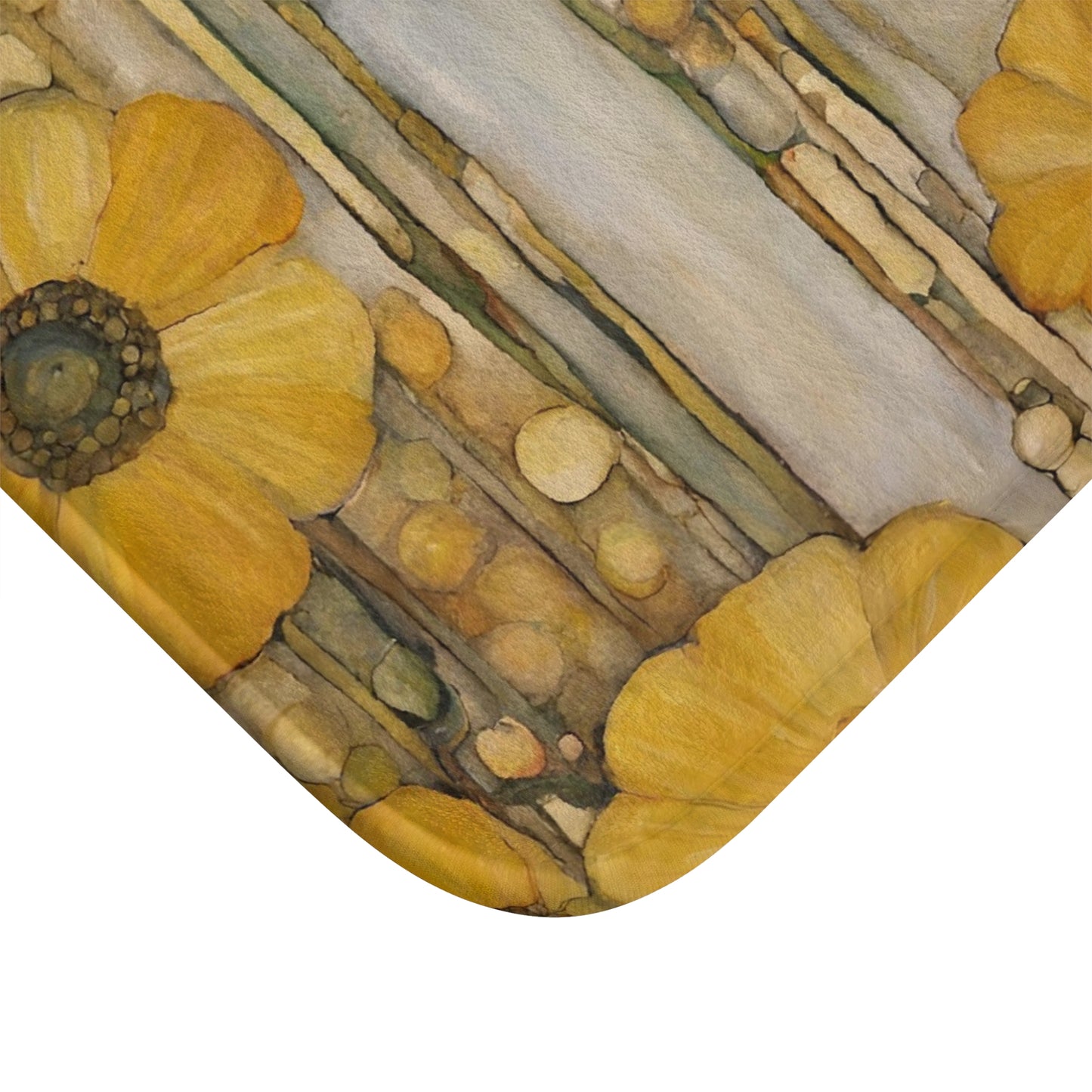 Yellow Flowers Microfiber Bath Mat