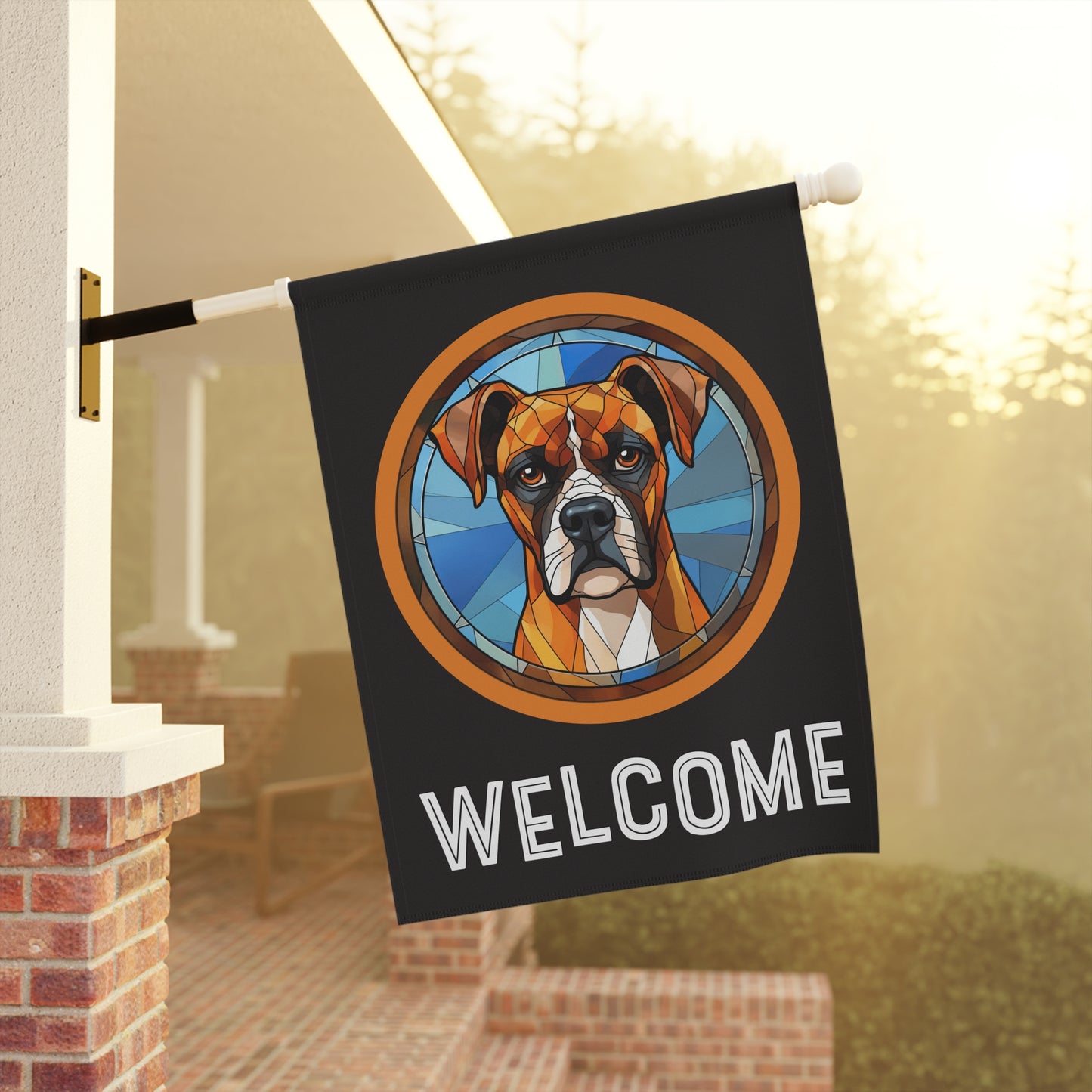 Boxer Welcome 2-Sided Garden & House Flag/Banner