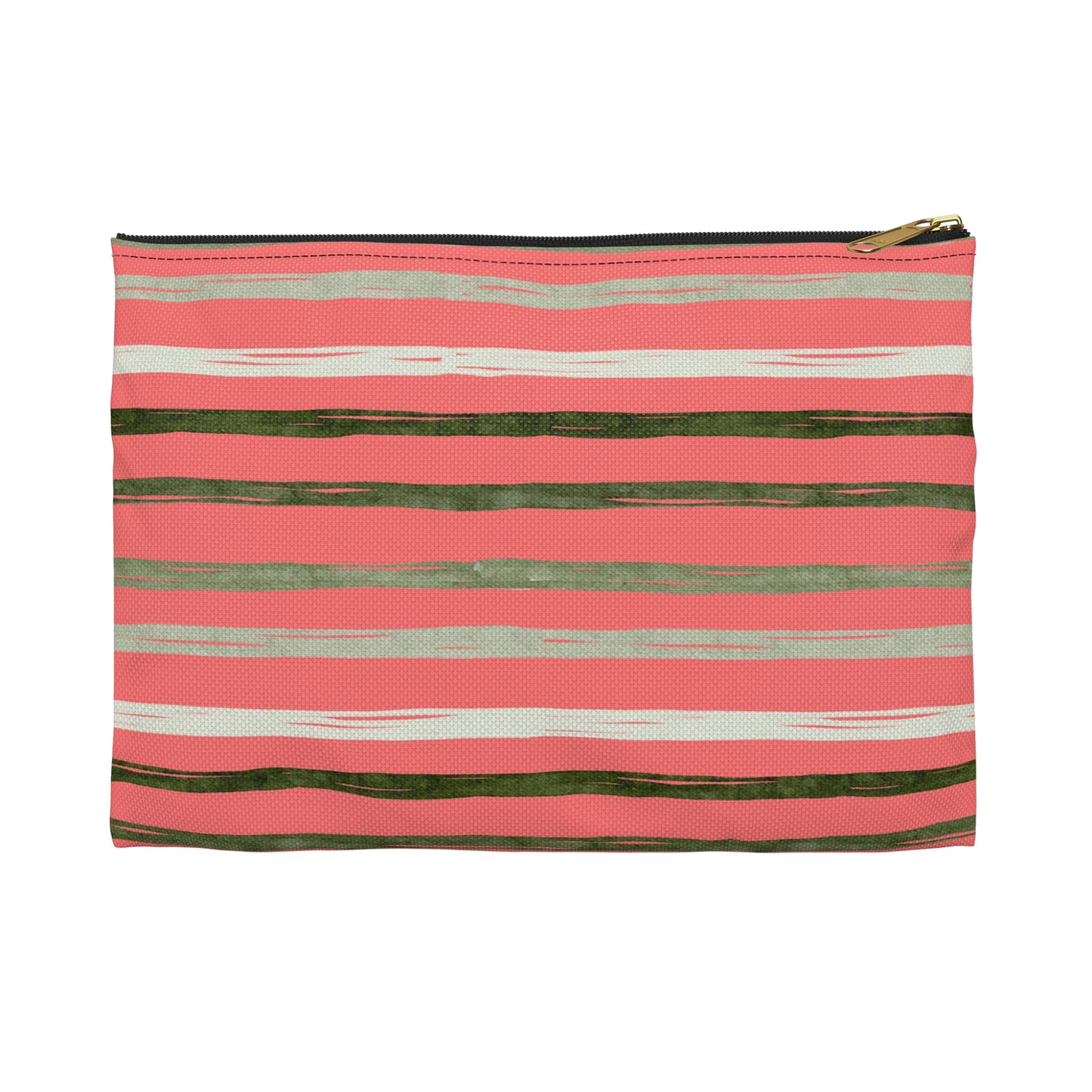 Utah Green Stripes on Melon  flat zipper Accessory Pouch